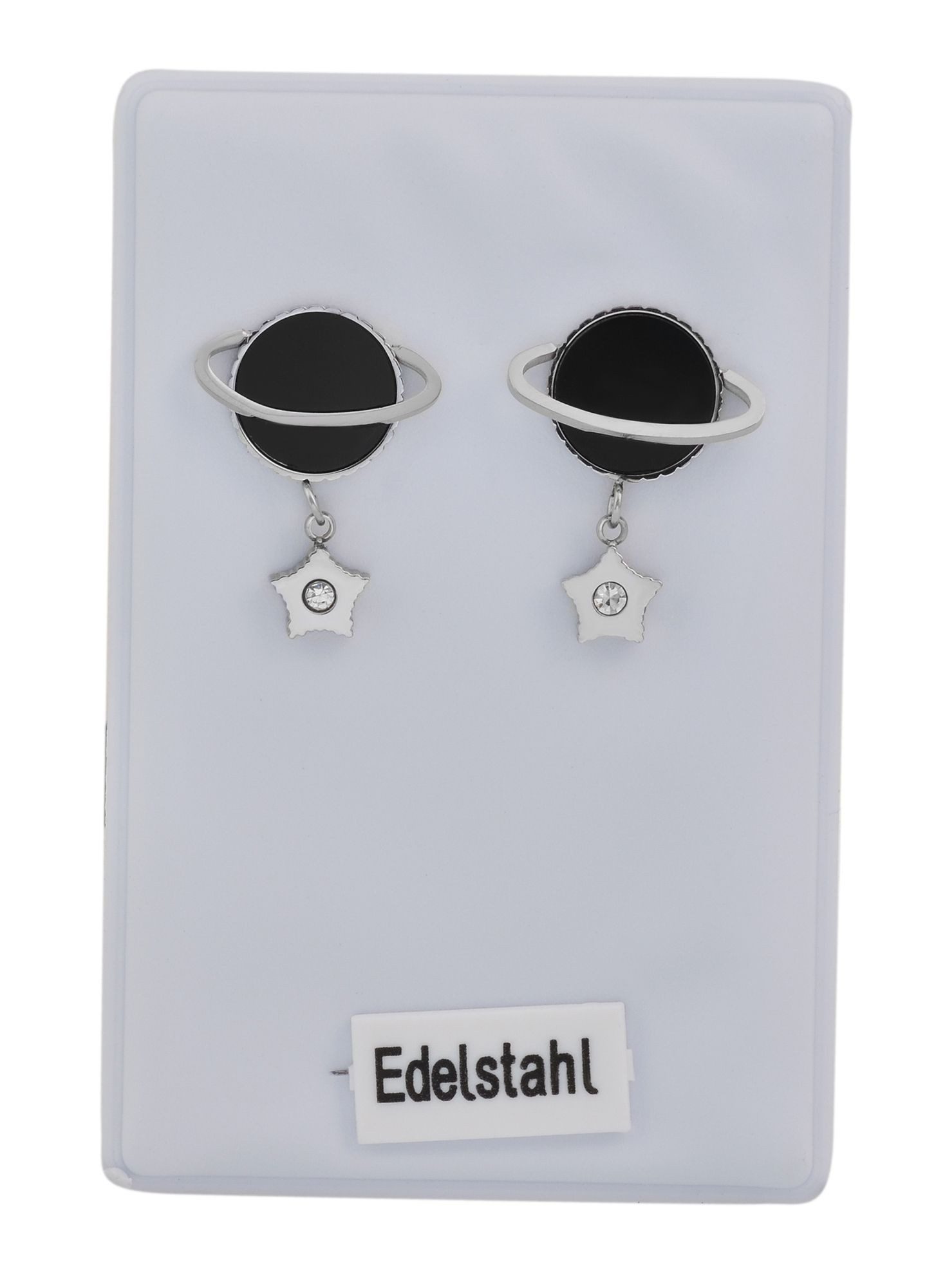 Paar Ohrhänger Ohrringe – Ohrstecker Planet aus Edelstahl mit Strass