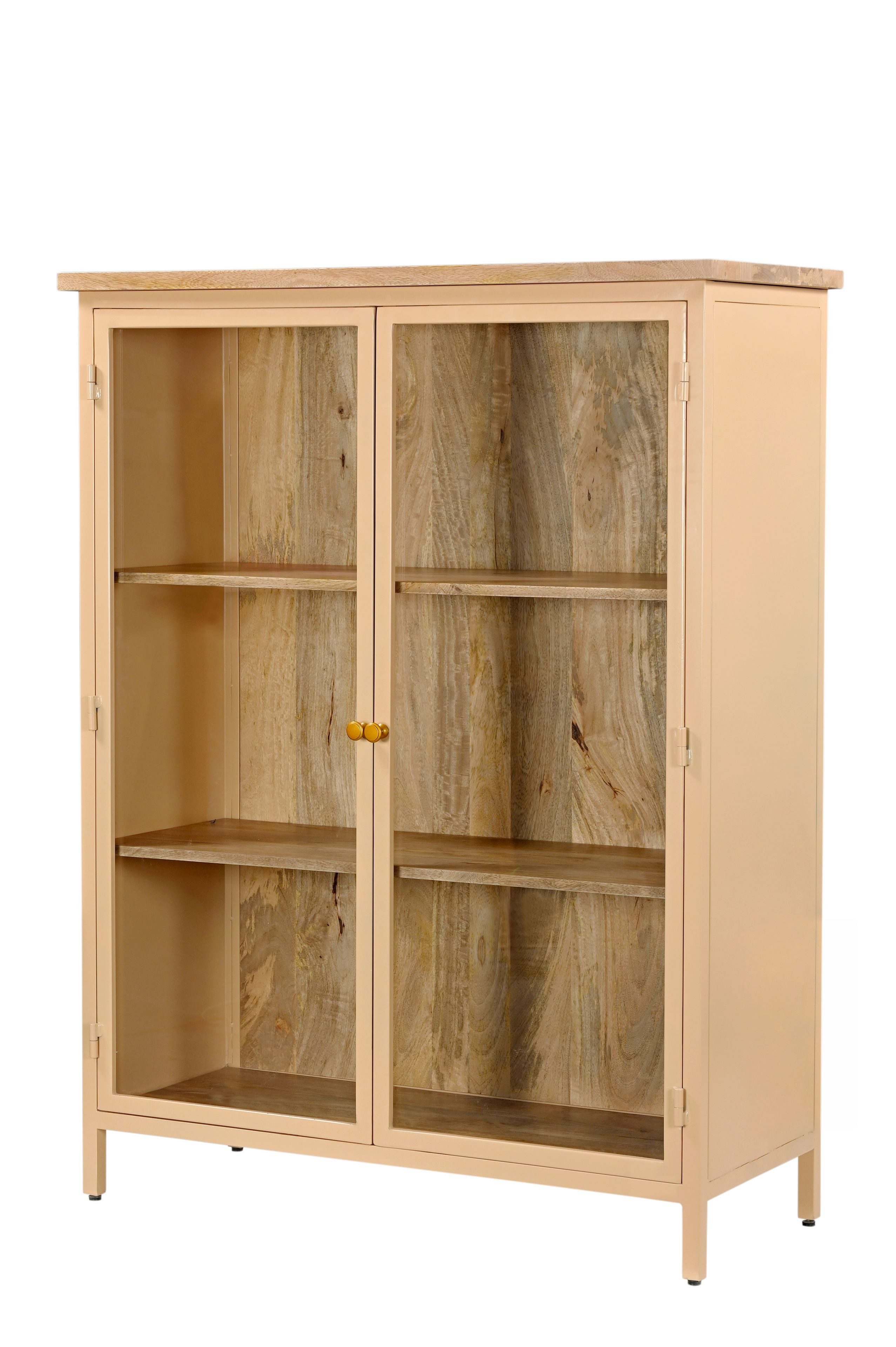 Vintagehaus Glasvitrine Landhaus Vitrine Provence Vintage Metallkorpus Holz 130cm