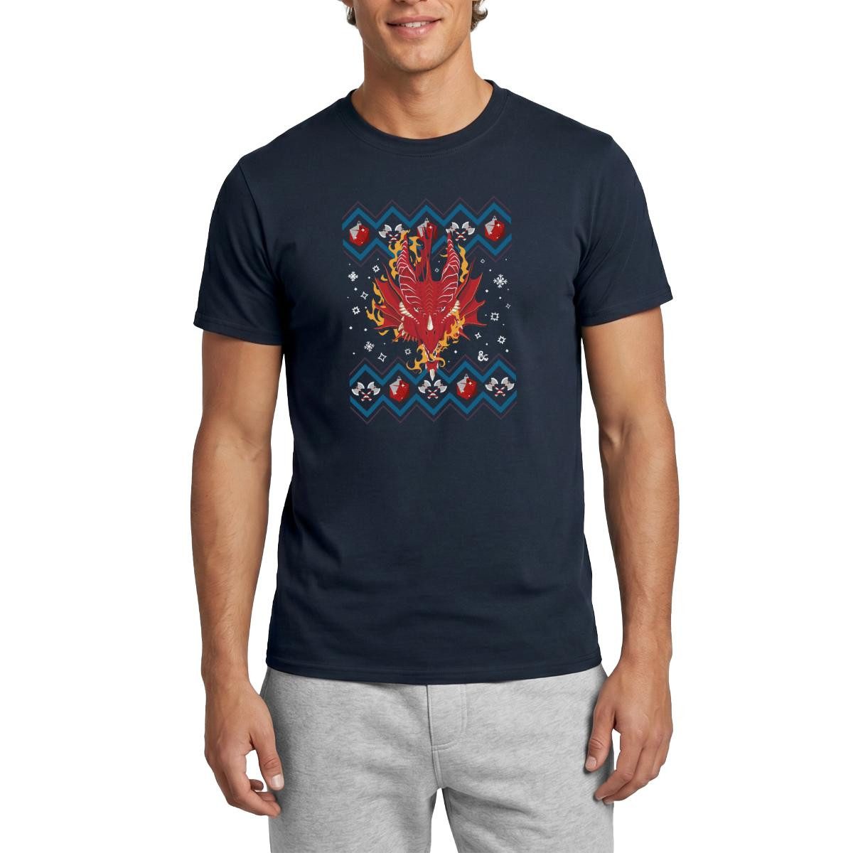 T-Shirt Dungeons & Dragons Drachenkopf Ugly Christmas Männer T-Shirt