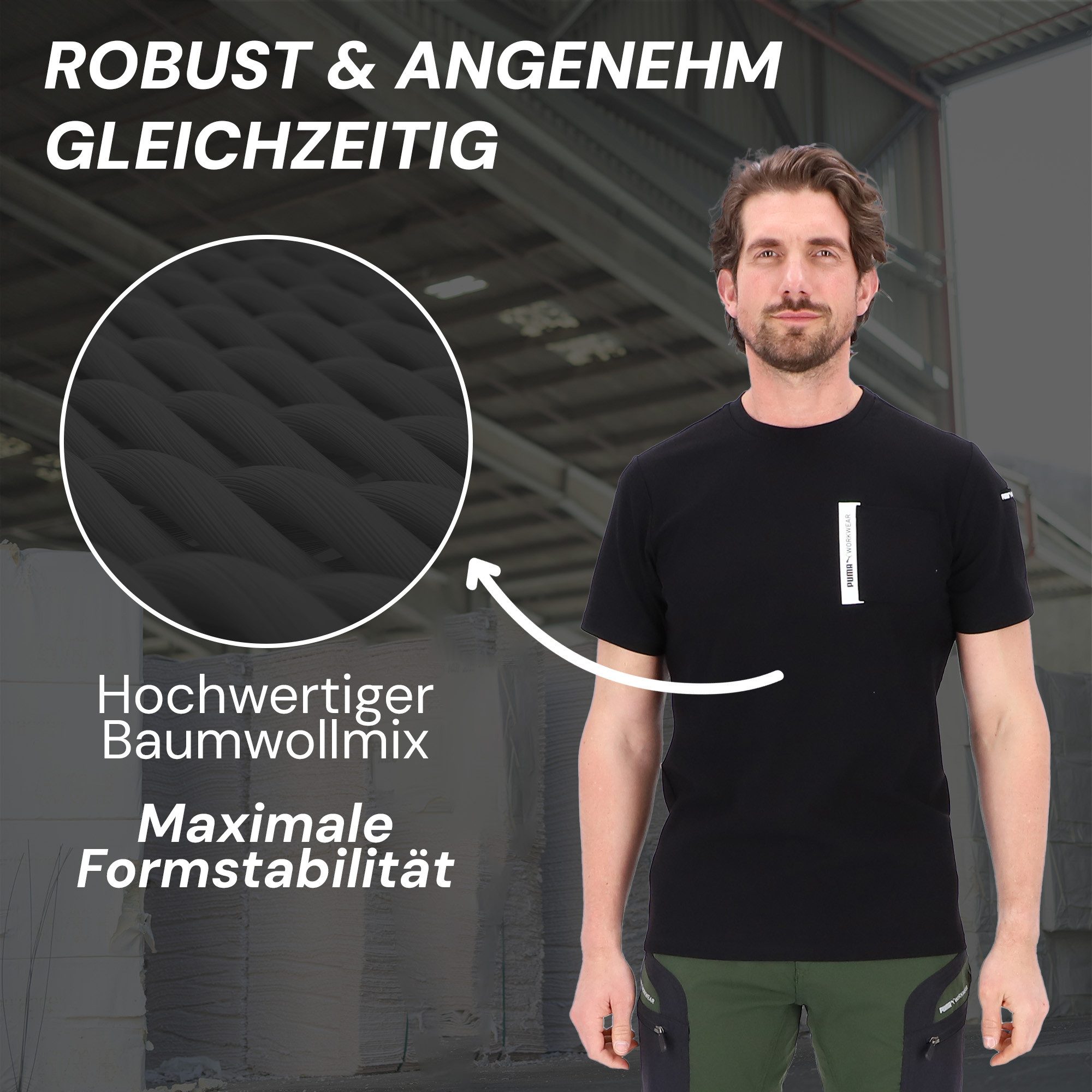 PUMA Workwear T-Shirt ADVANCED Arbeitsshirt - Herren Shirt mit Brusttasche - Utility Fach Strapazierfähiges und atmungsaktives Gewebe, für Handwerk und Logistik