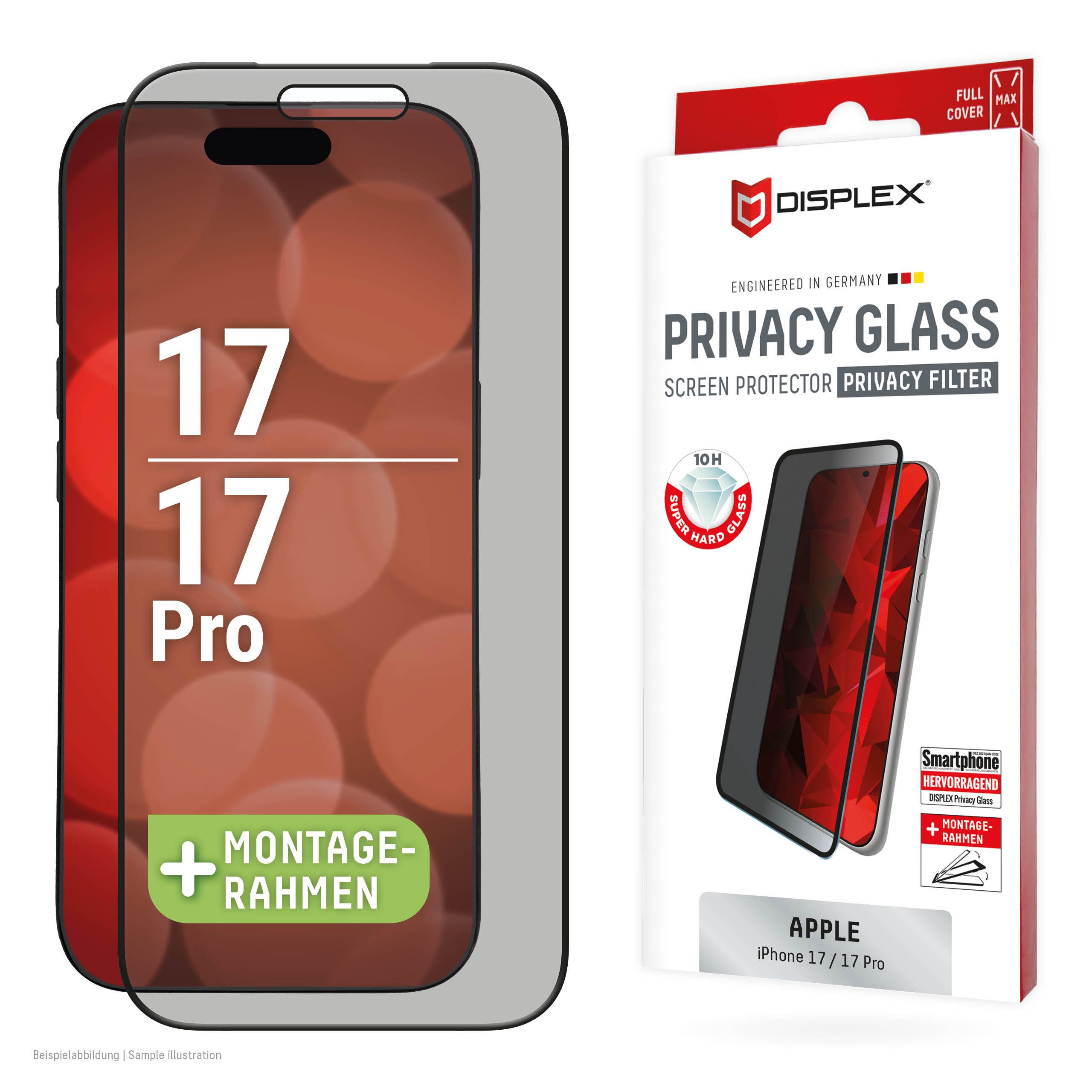 Displex Sichtschutzfolie DISPLEX Sichtschutz / Privacy Panzerglas vollfläch
