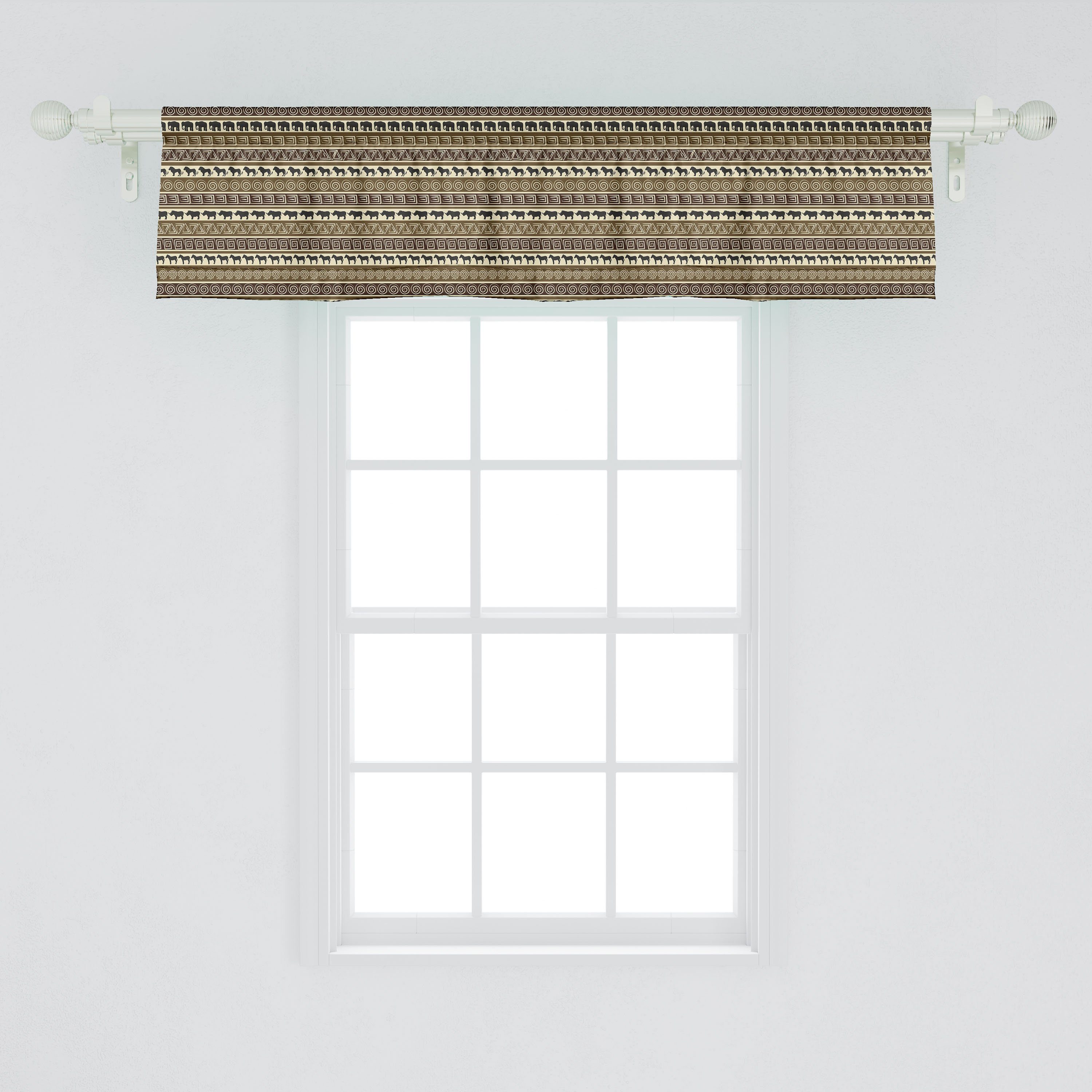 Scheibengardine Vorhang Volant für Stangentasche, Küche Tiere Dekor Microfaser, Stripes Schlafzimmer Theme Afrika Geometrisch mit Abakuhaus