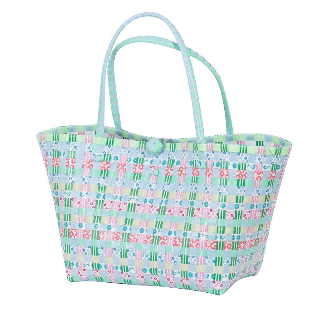 Overbeck And Friends Shopper Marktasche Viola medium oval (Tasche, 1-tlg., ca. 34 x 30 x 26 cm (geöffnet), robust, langlebig, leicht, wasserresistent - handgefertigt