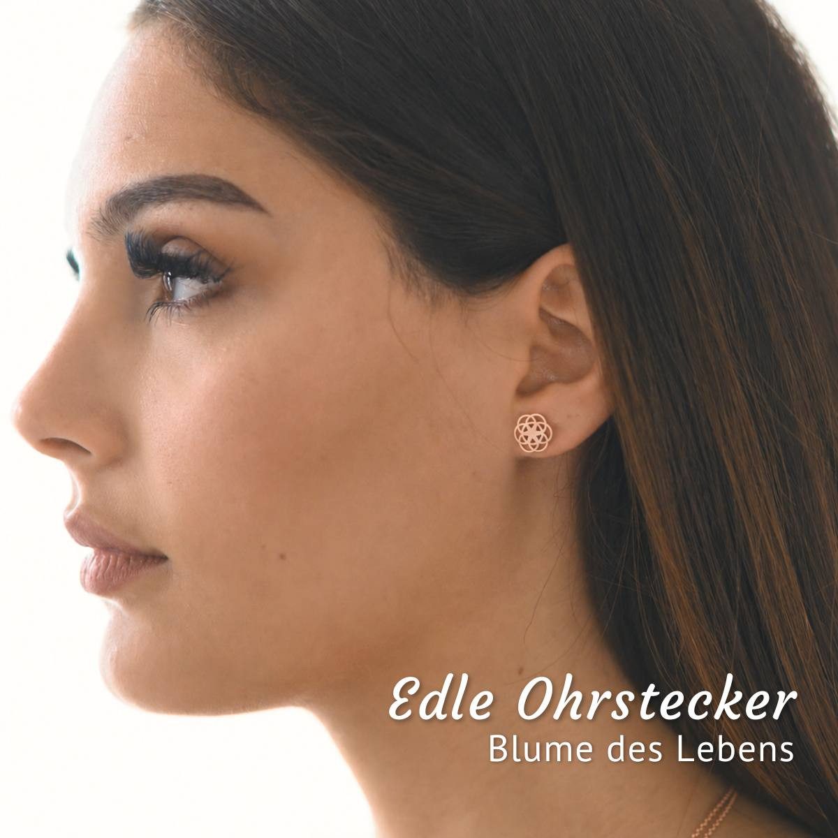 Materia Paar Ohrstecker Lebensblume / Blume des Lebens SO-384-rosegold, aus 925 Sterling Silber, vergoldet