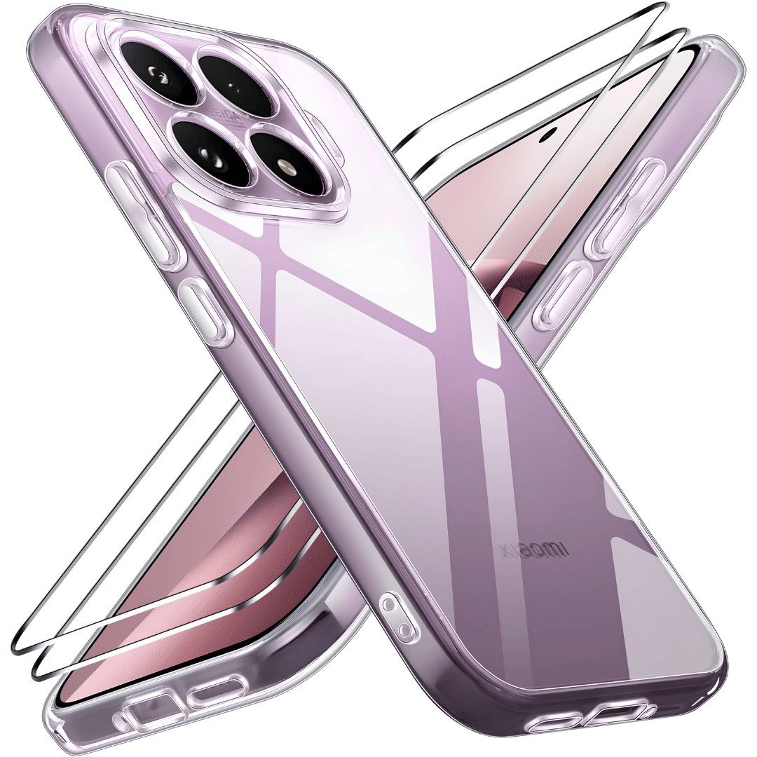 SmartUP Smartphone-Hülle + 2X Schutzglas für Xiaomi 17T Pro 5G Panzerfolie Display Case Screen 6,83 Zoll, kompletter Rundumschutz