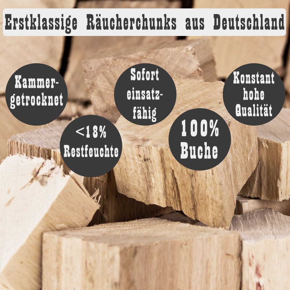 Grillmaster Räucherspäne Räucherklötze 4kg Buche Chunks Räuchern Smoken BBQ Grill Feuer, 4 kg
