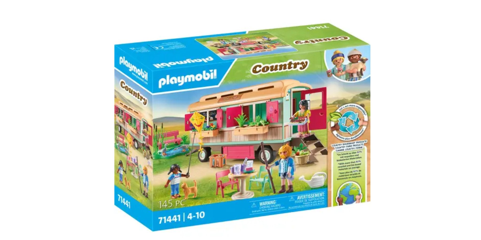 Playmobil® Country 71441 Gemütliches Bauwagencafé, 145 Teile Spielbausteine, (Set, 145 St., 145-teilig, 3 Figuren, 4 Tiere), 145 Teile 3 Figuren 4 Tiere abnehmbares Dach.