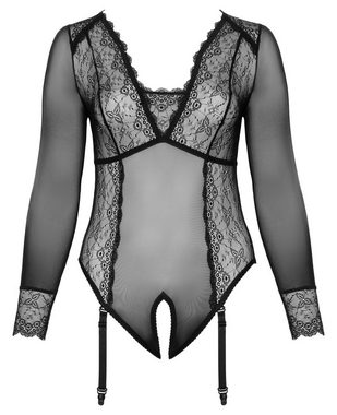 Cottelli Collection Body-Ouvert Transparenter Body mit offenem Schritt Plus Size - schwarz