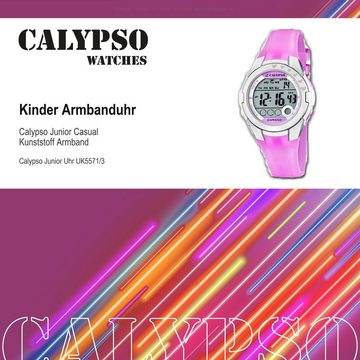 CALYPSO WATCHES Digitaluhr Calypso Kinder Uhr K5571/3 Kunststoffband, Kinder Armbanduhr rund, Kunststoffarmband helllila, Casual