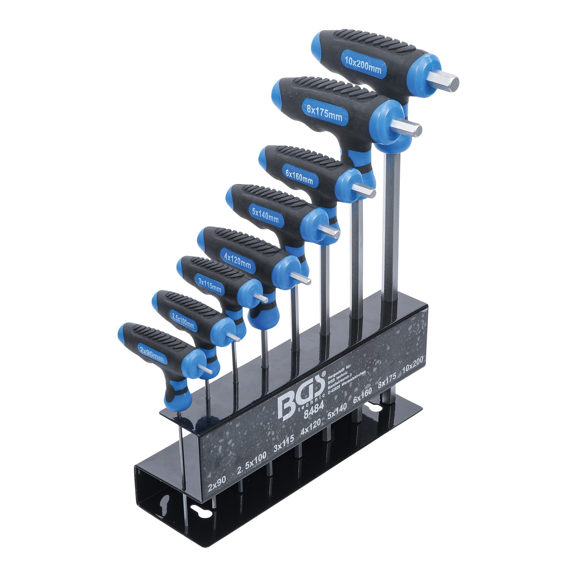 BGS technic Schraubendreher BGS T-Griff-Schlüssel-Satz Innensechskant 2 - 10 mm 8 teilig