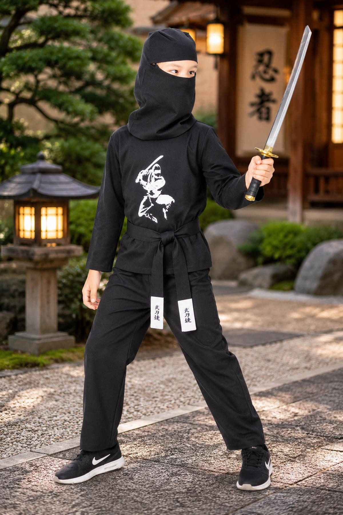 Das Kostümland Kostüm Ninja Kostüm Kinder 4-tlg.  Samurai Verkleidung S