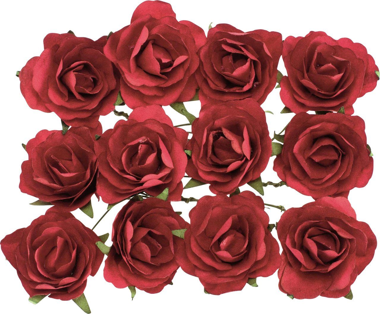 Glorex Bastelnaturmaterial Glorex Röschen rot mit Draht 30 mm 12 Stück