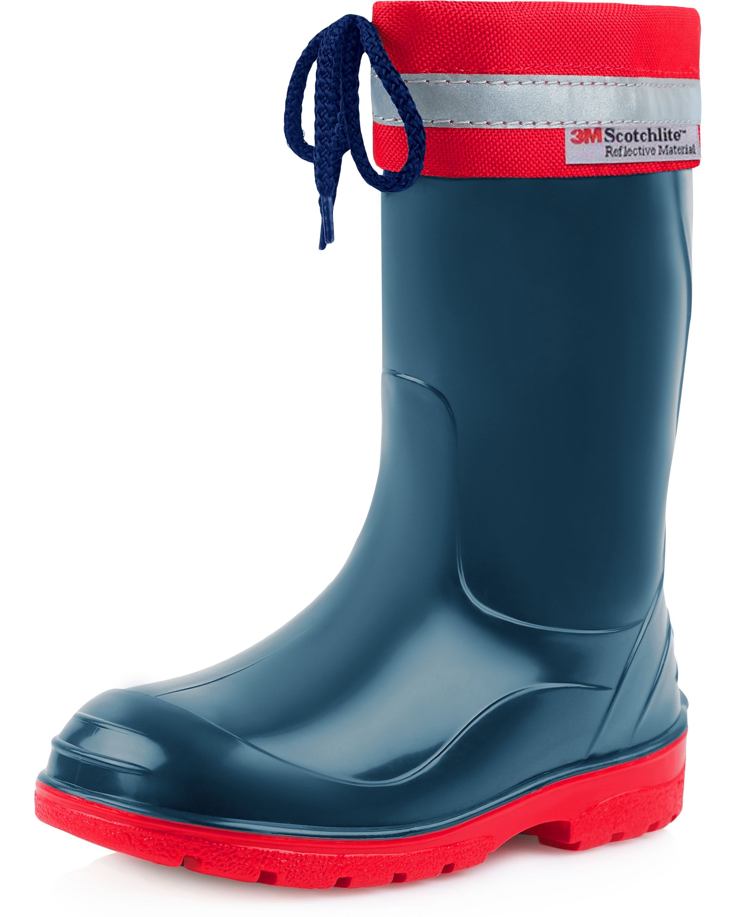 Ladeheid Kinder mit Gummistiefel Stulpe Gummistiefel LA-972 Dunkelblau Rot