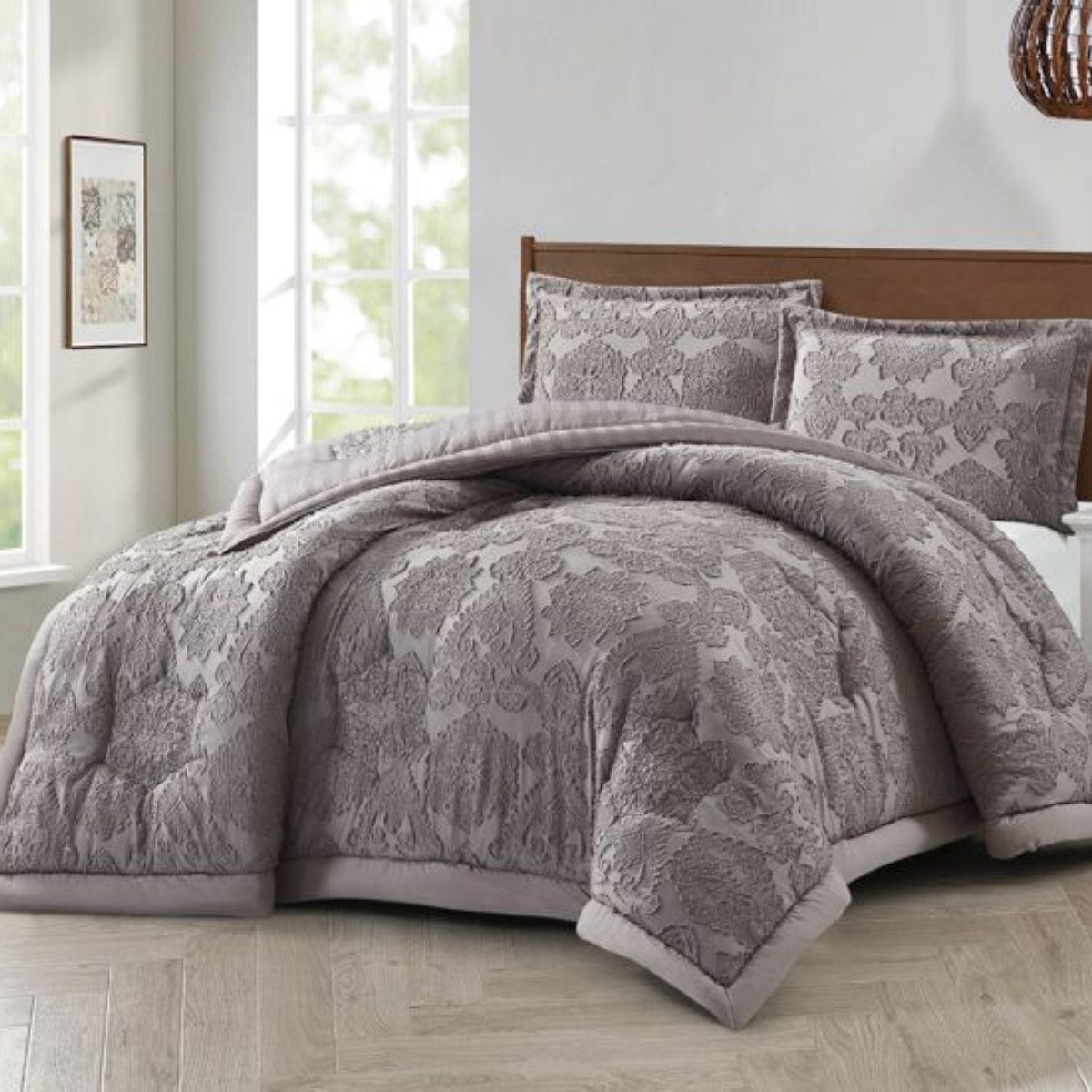 alesvelt Tagesdecke Set Sara Überwurf Decke 3-Teilig 240X260 CM 2 Personen Weiss