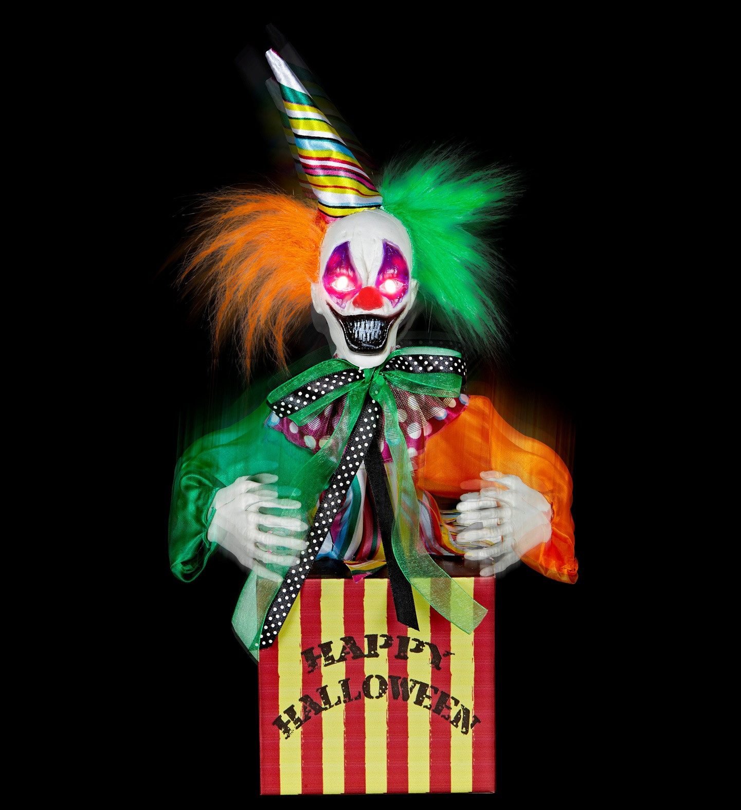 Widmann S.r.l. Dekoobjekt Clown in the Box 37 cm, Animierte Halloweenfigur