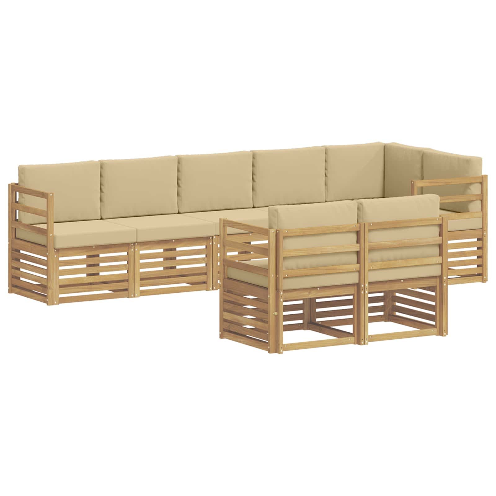 Gartenlounge-Set Outdoor-Sofagarnitur 8 pcs Weiß und Beige 304 x 126,5 x 73 cm