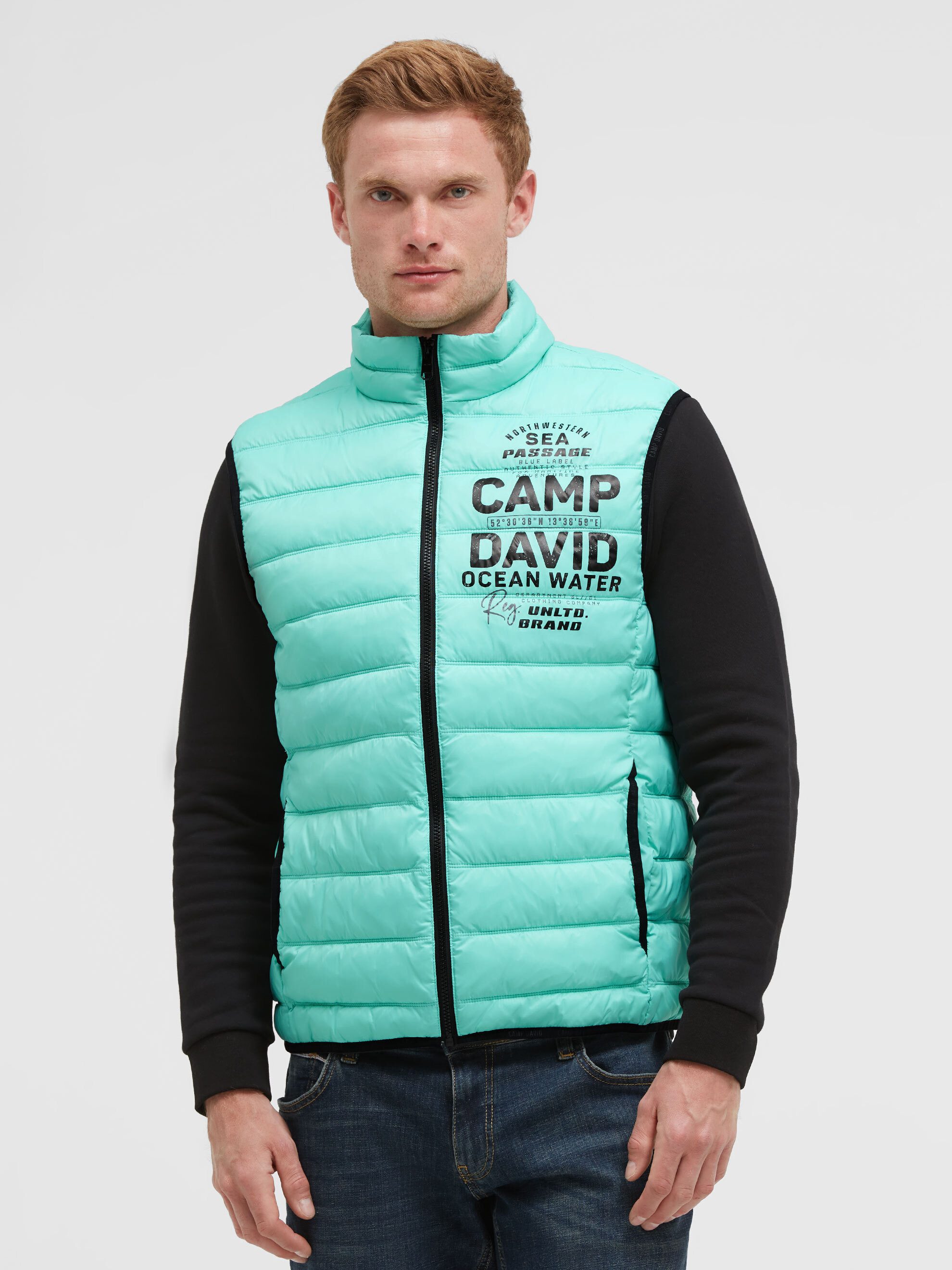 CAMP DAVID Steppweste mit Logoprint