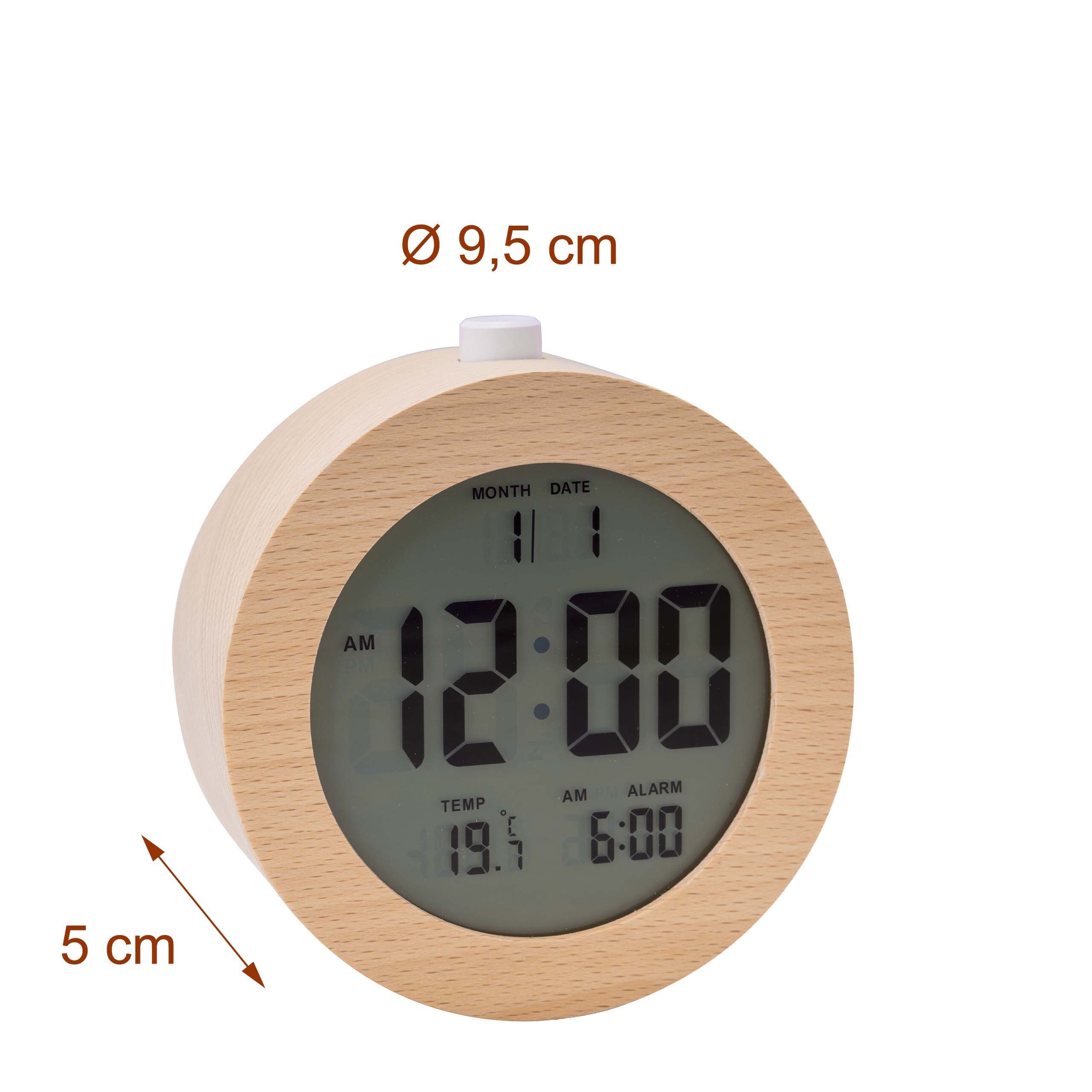 relaxdays Quarzwecker Digitaler Wecker aus Holz – Bild 4 von 5