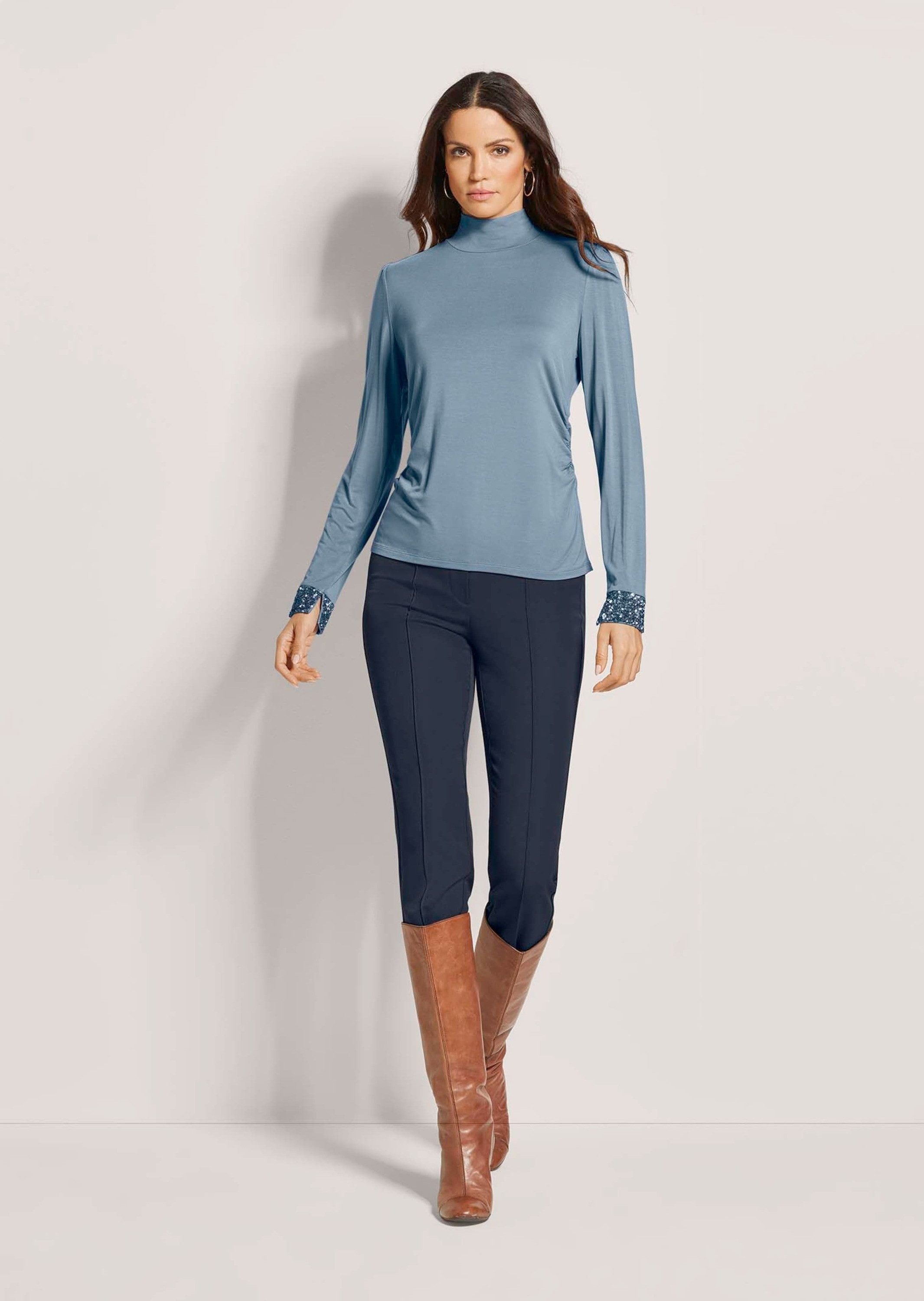 Langarmshirt Elegantes Langarmshirt mit Stehkragen