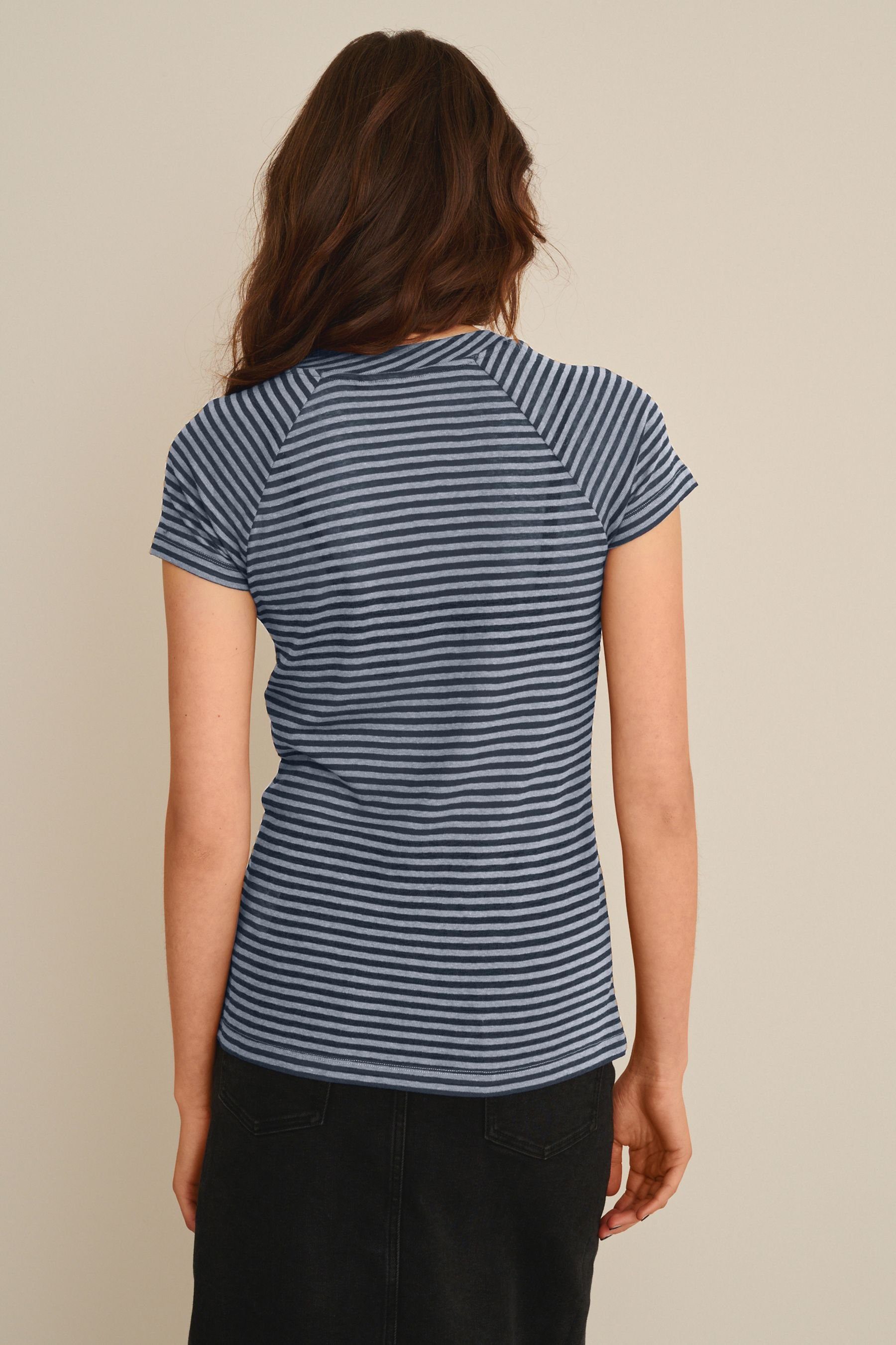 Next T-Shirt Blue T-Shirt Navy Stripe mit Kurzärmliges Raglanärmeln (1-tlg)