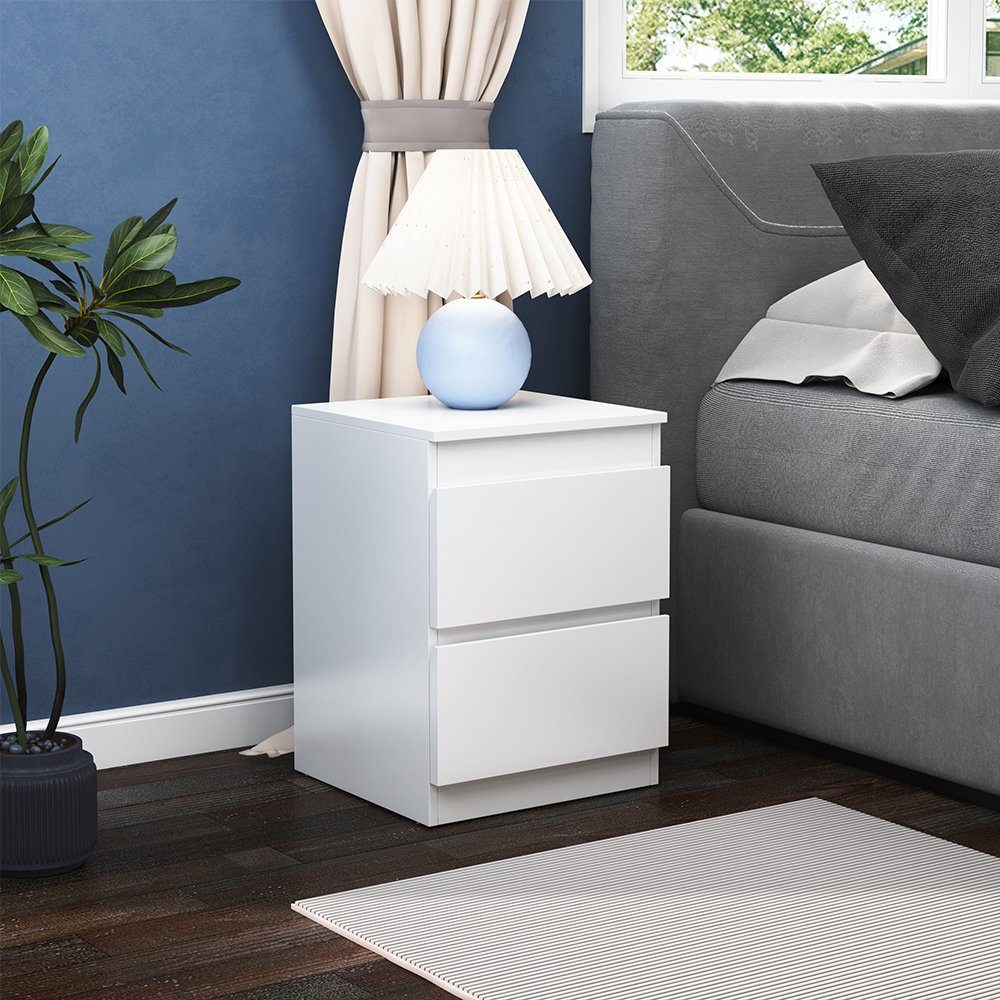 Vicco Nachtschrank Calisto, Weiß/Weiß, 40 x 55 cm