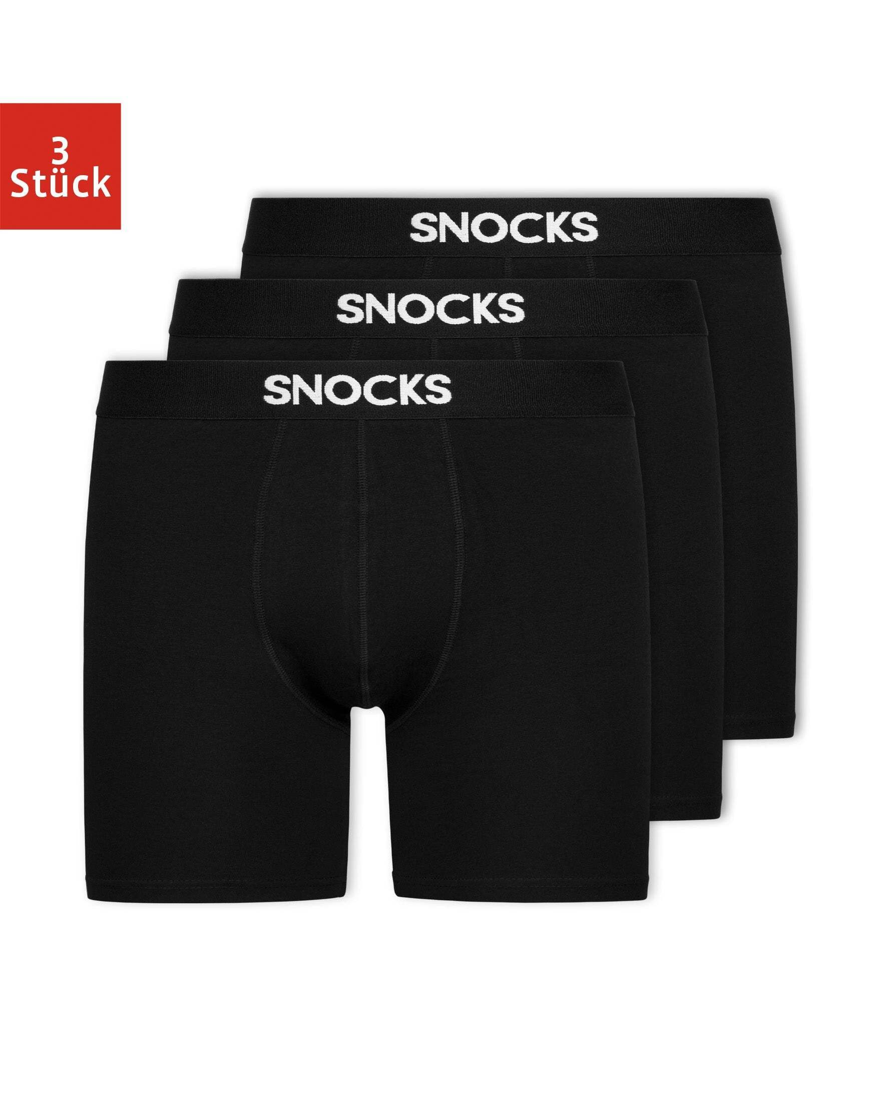 SNOCKS Boxershorts Enge Підштанники mit längerem Bein Herren Männer (3-St) aus Bio-Baumwolle, ohne kratzenden Zettel, bequem durch längeres Bein