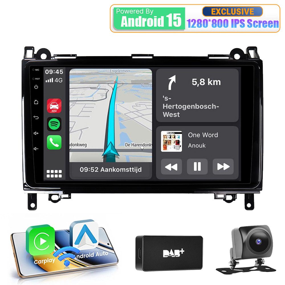 A-Sure Android 15 8-Core Für Mercedes-Benz A/B Klasse W169 W639 W245 GPS Navi Autoradio (Digitalradio (DAB), FM, AM, RDS, 1280*800 IPS Screen/8-Core CPU)