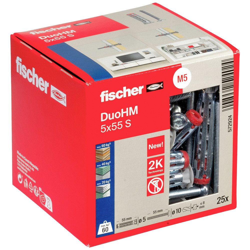 Dübel-Set Fischer 572924 DuoHM 5x55 S PH TX Hohlraumdübel 55 mm 25 St.
