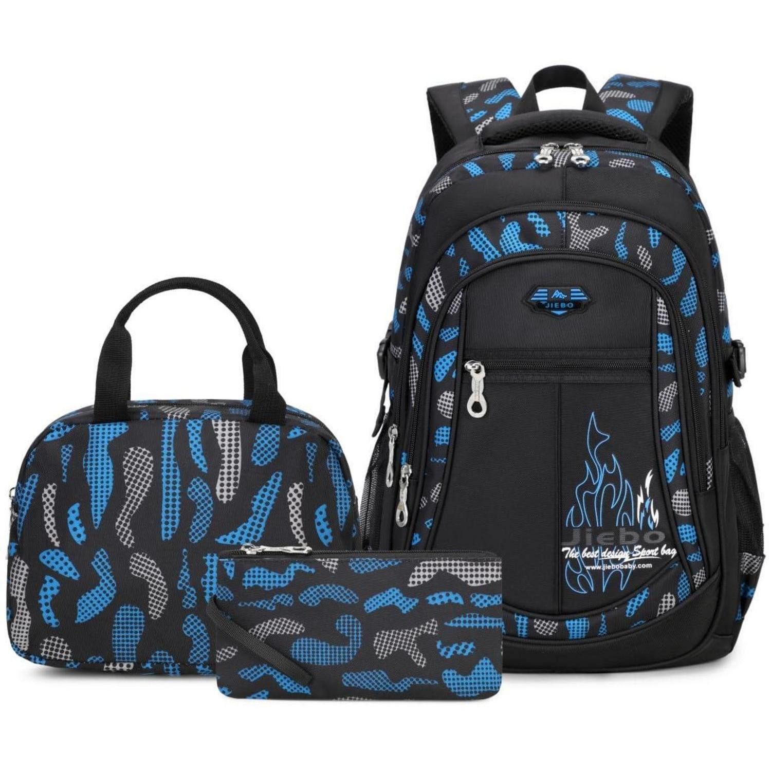 LuxusKollektion Schulranzen Schulrucksack Set Jungen Blau 3-teilig
