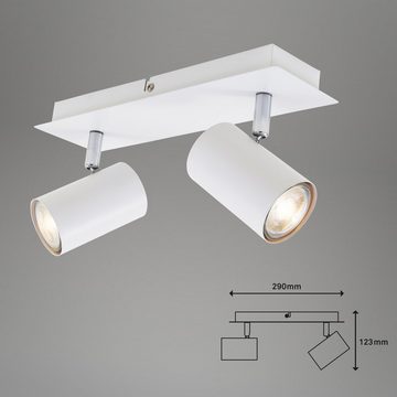 Briloner Leuchten LED Deckenspots 2857-026, schwenkbar, ohne Leuchtmittel, Warmweiß, Deckenlampe, 29x8x12,3, Weiß, max.40W, GU10, Wohnzimmer, Schlafzimmer