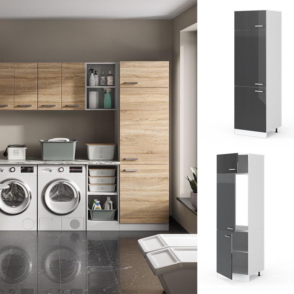 Vicco Schranksystem R-Line, Anthrazit Hochglanz/Weiß, 60 günstig online kaufen
