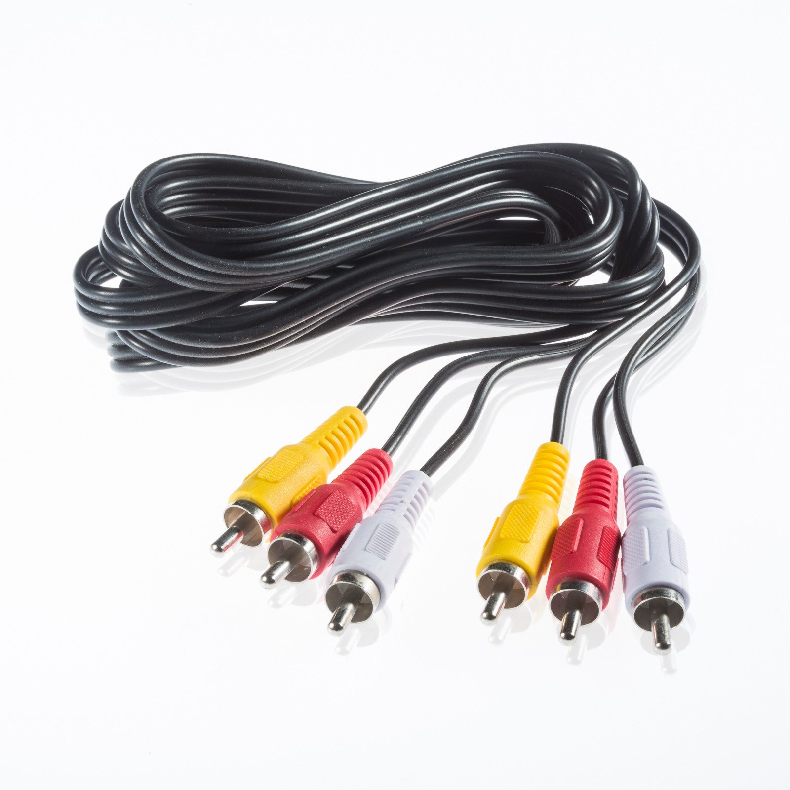 Poppstar Audio- & Video-Kabel, 3x AV-Cinch auf 3x Cinch-Stecker (Rot, Weiß, Gelb)