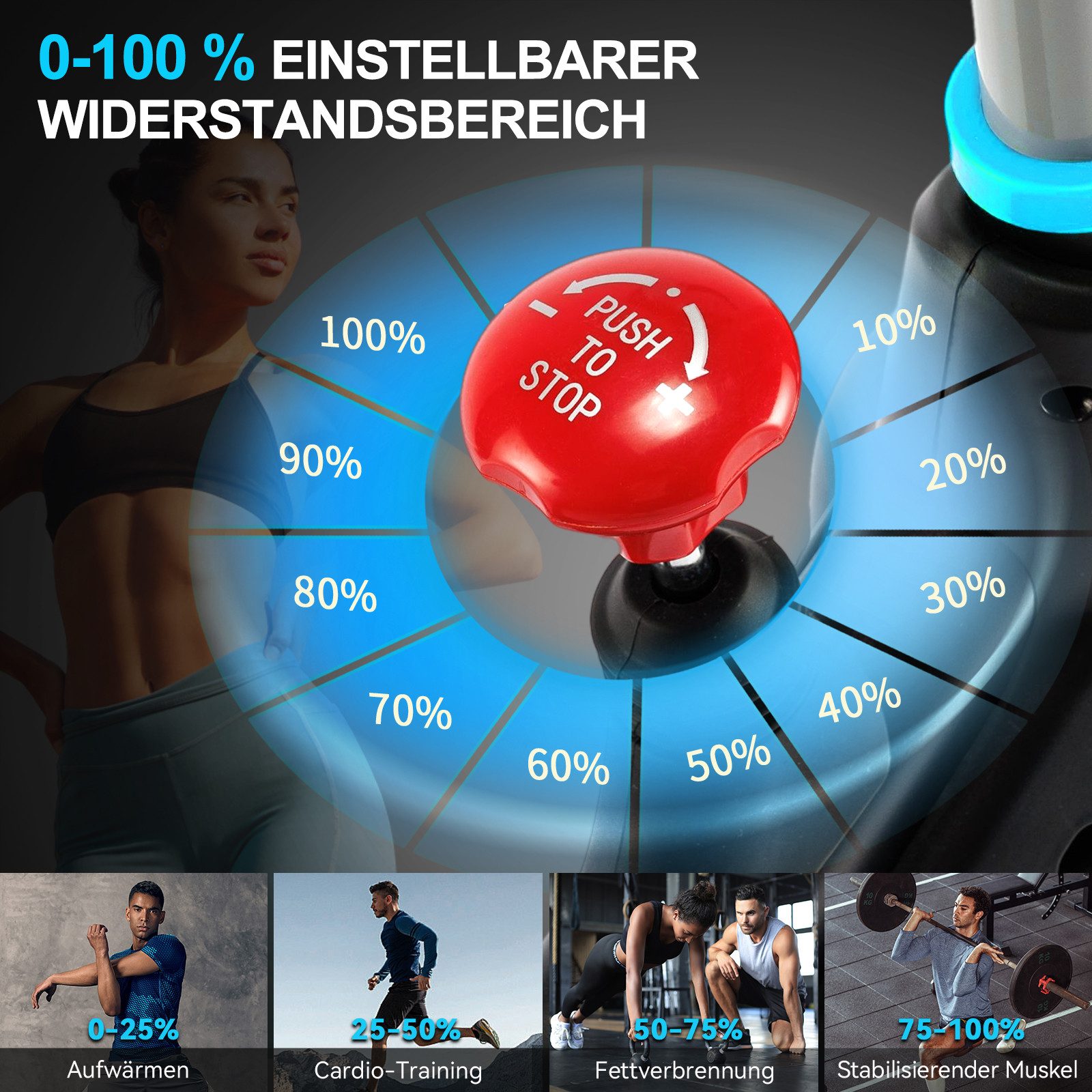 Advamsoler Heimtrainer 160 kg belastbar mit verstellbarem Widerstand, Leises Bike mit LCD-Monitor für Heim-Kardio-Training – Bild 5 von 5