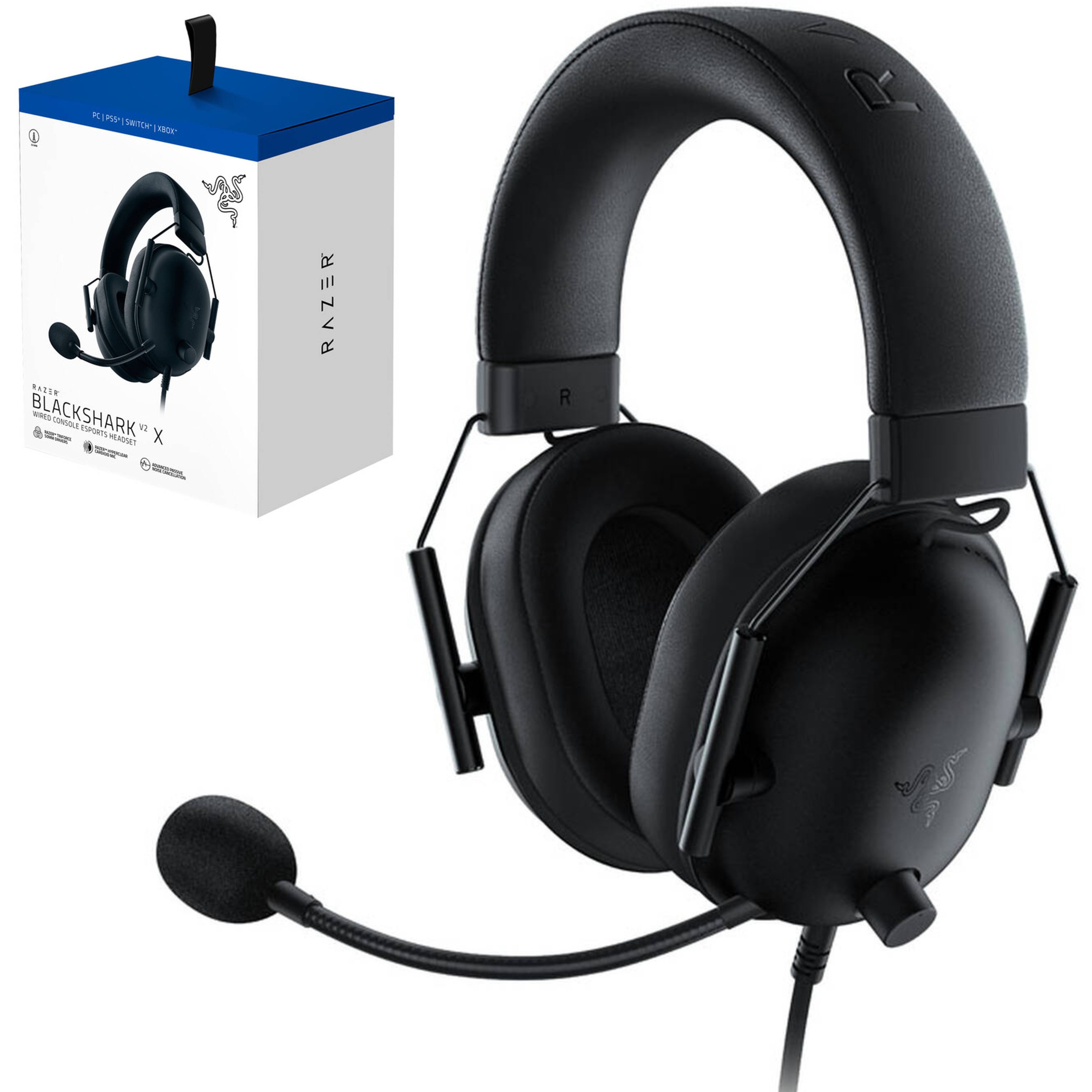 RAZER Blackshark V2 X Over-ear Gaming Headset Schwarz Grün Gaming-Headset (Headset mit Mikrofon, Atmungsaktive Ohrpolster)