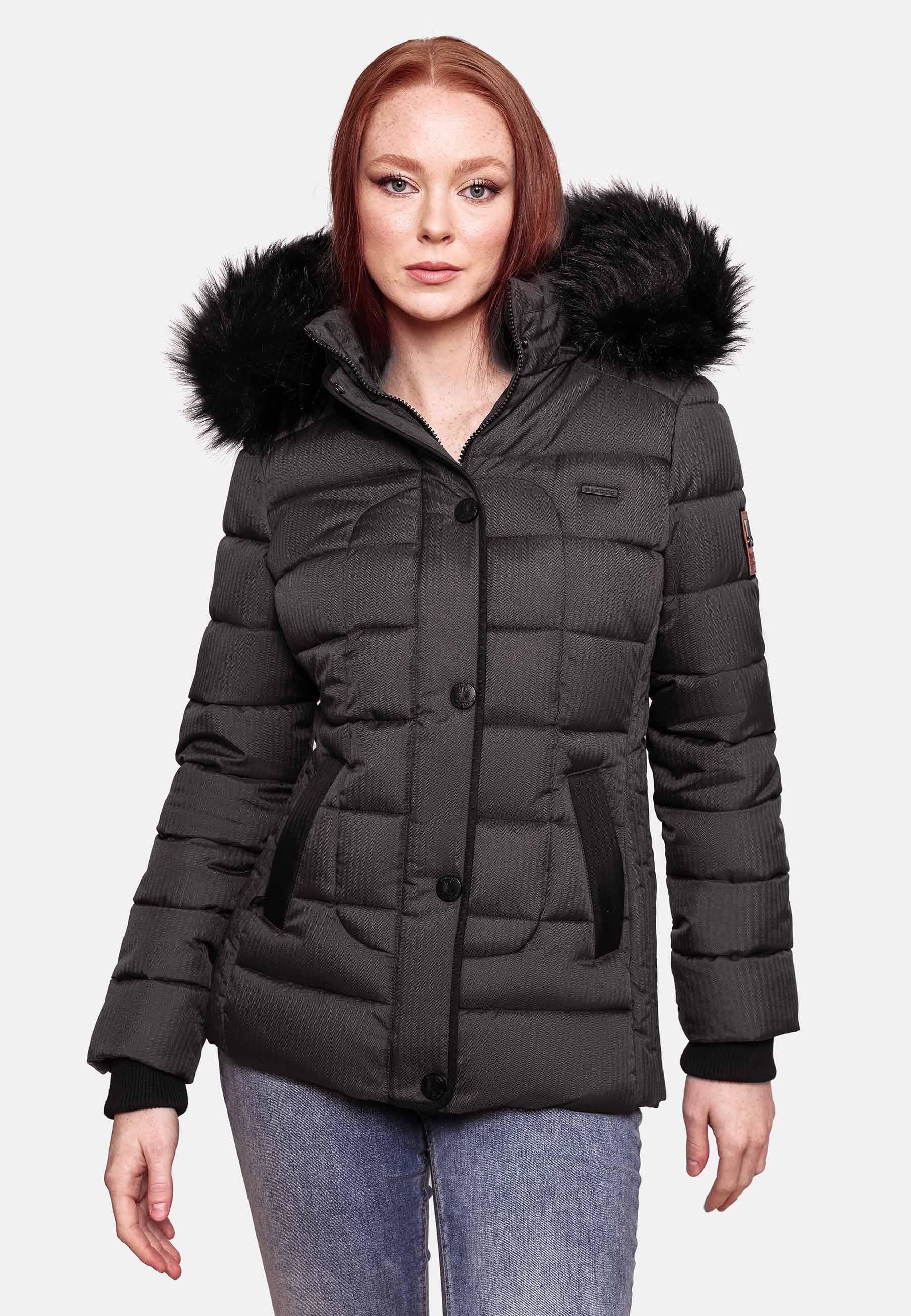 mit Unique anthrazit Kunstpelz-Kapuze Steppjacke Winterjacke Marikoo modische