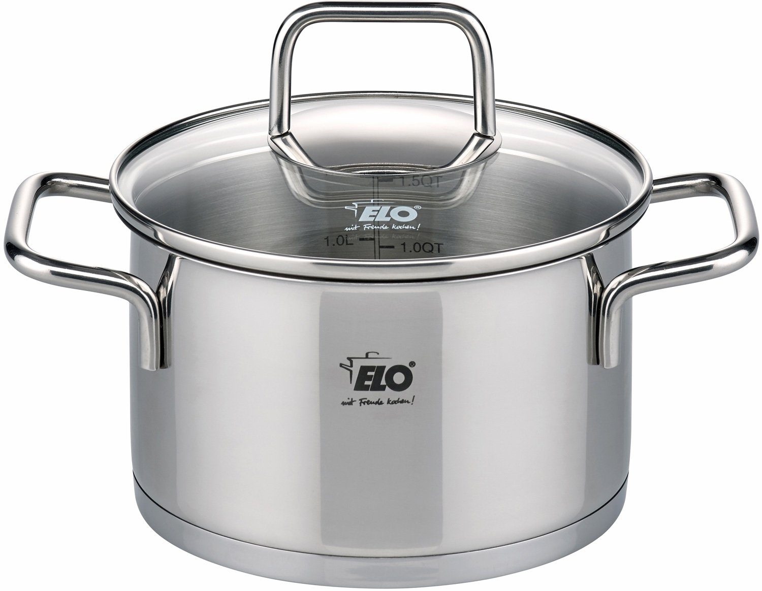 Elo Kochtopf CITRIN, Ø 16 cm, mit Glasdeckel, Edelstahl, verkapselter Hartlötboden, induktionsgeeignet