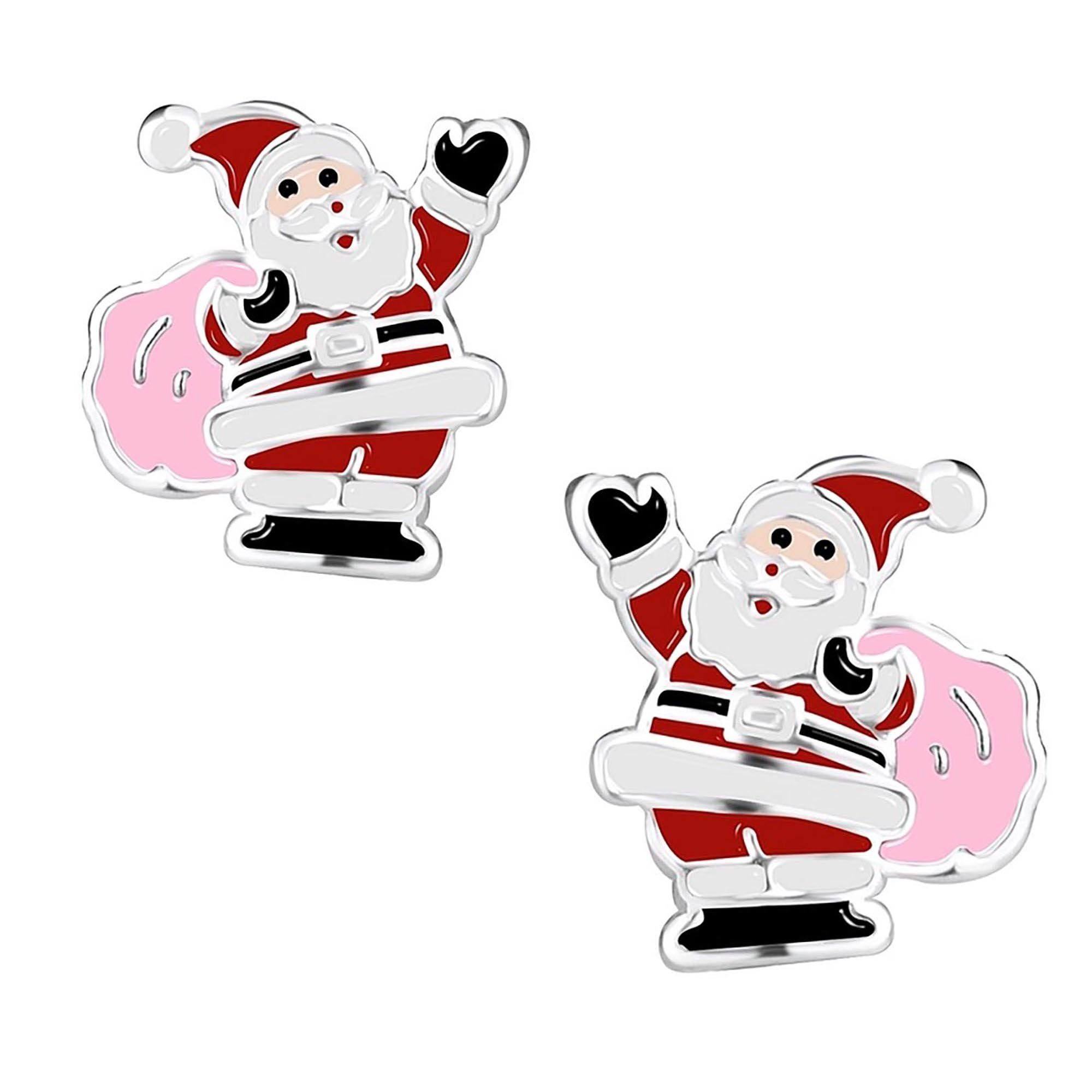 schmuck23 Paar Ohrstecker Kinder Ohrringe Nikolaus Weihnachten 925 Silber, Kinderschmuck