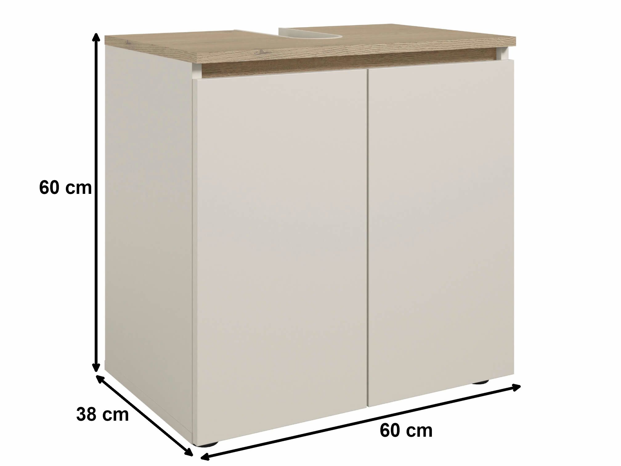 moebel-dich-auf Waschbeckenunterschrank LONDRES (Badmöbel, Badschrank, Waschtisch) in kaschmir oder anthrazit, Absetzung: Cremona Eiche – Bild 5 von 5