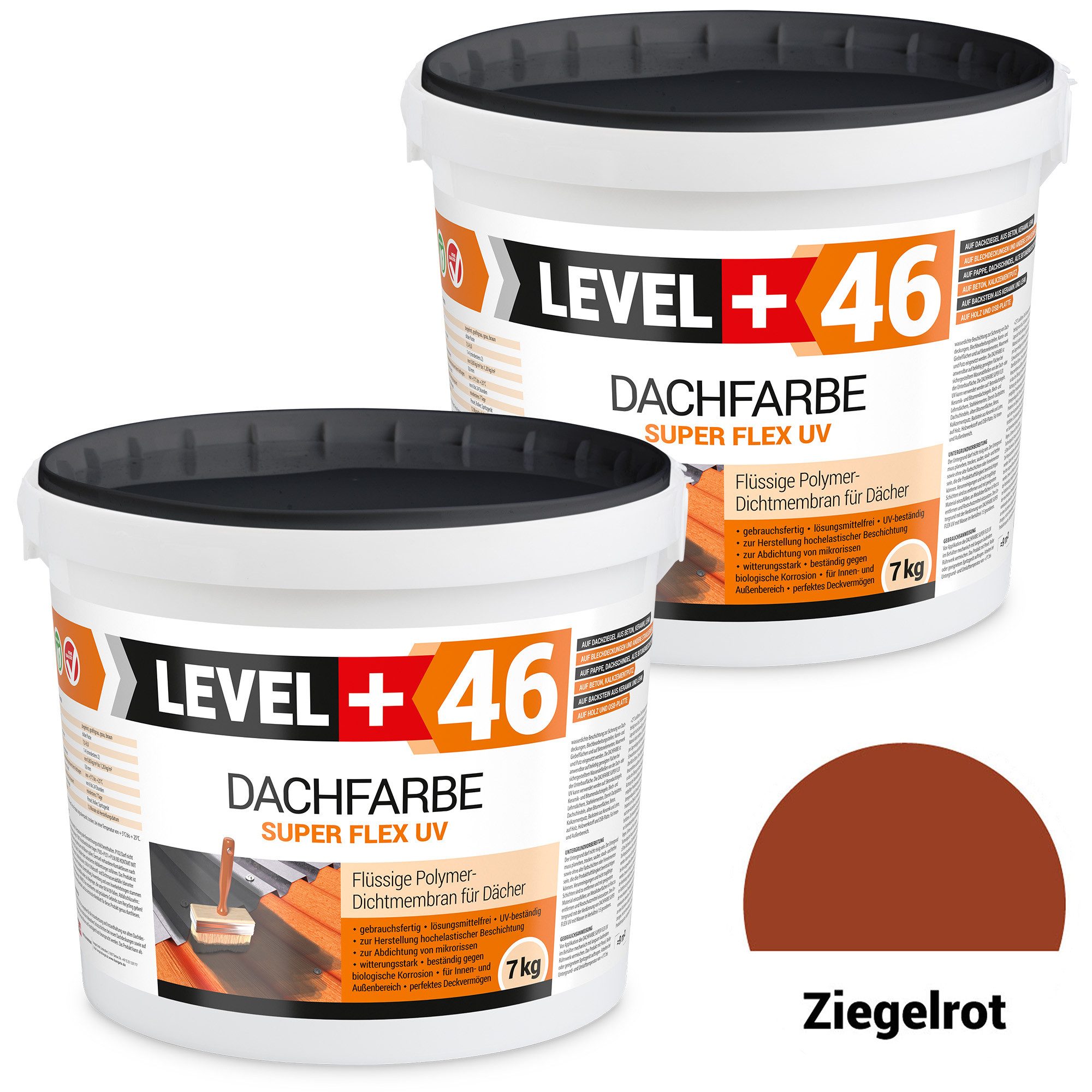 Level+ Dachfarbe Dachfarbe elastische Dicht-Polymermembrane L+46 ZIEGELROT - 14KG