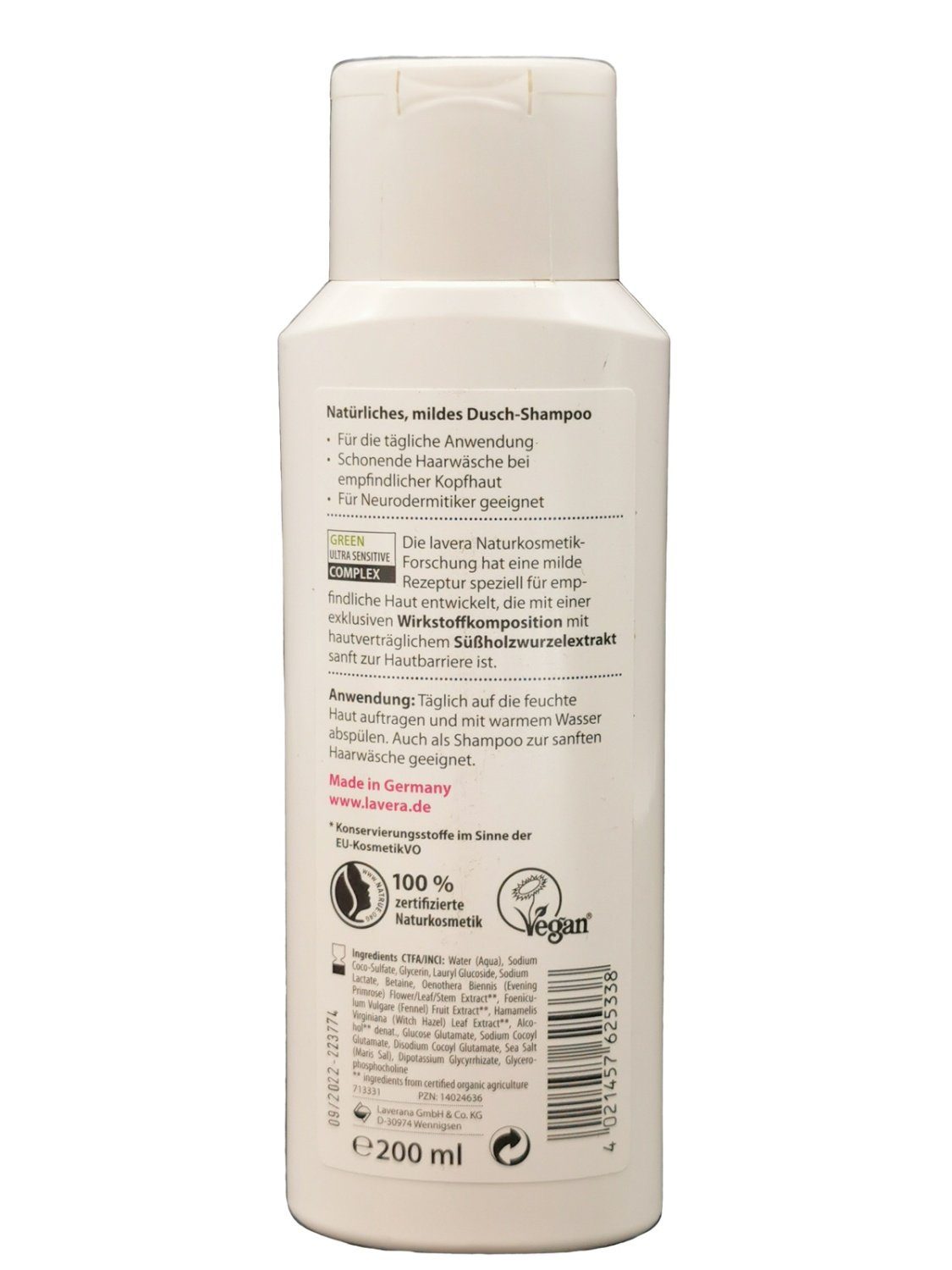 lavera Haarshampoo LAVERA Neutral Dusch-Shampoo, 200 ml
