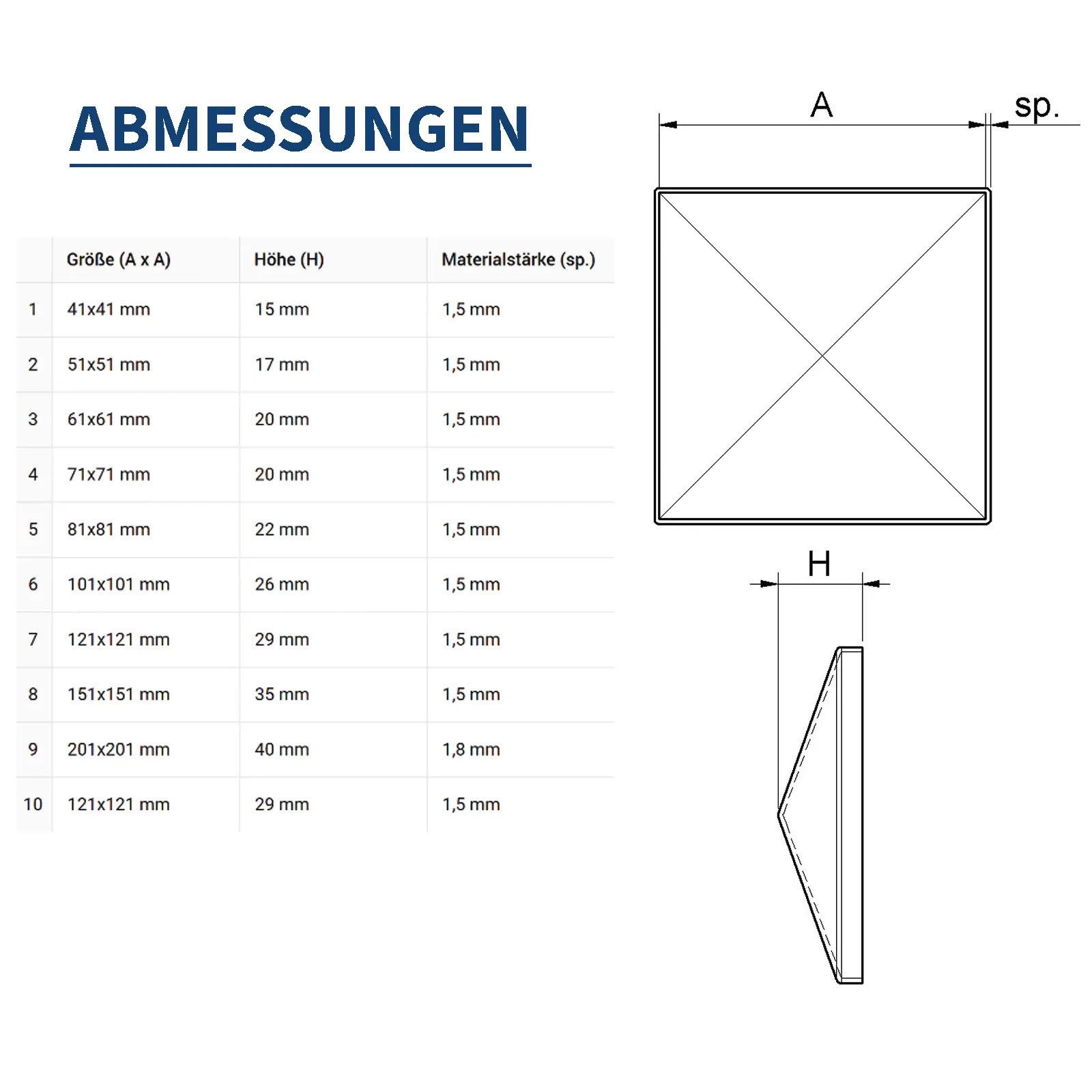 ATTAS Pfostenkappe Pfostenkappen Set (5 stück), Stahl Pyramide (5er Set), Verzinkt