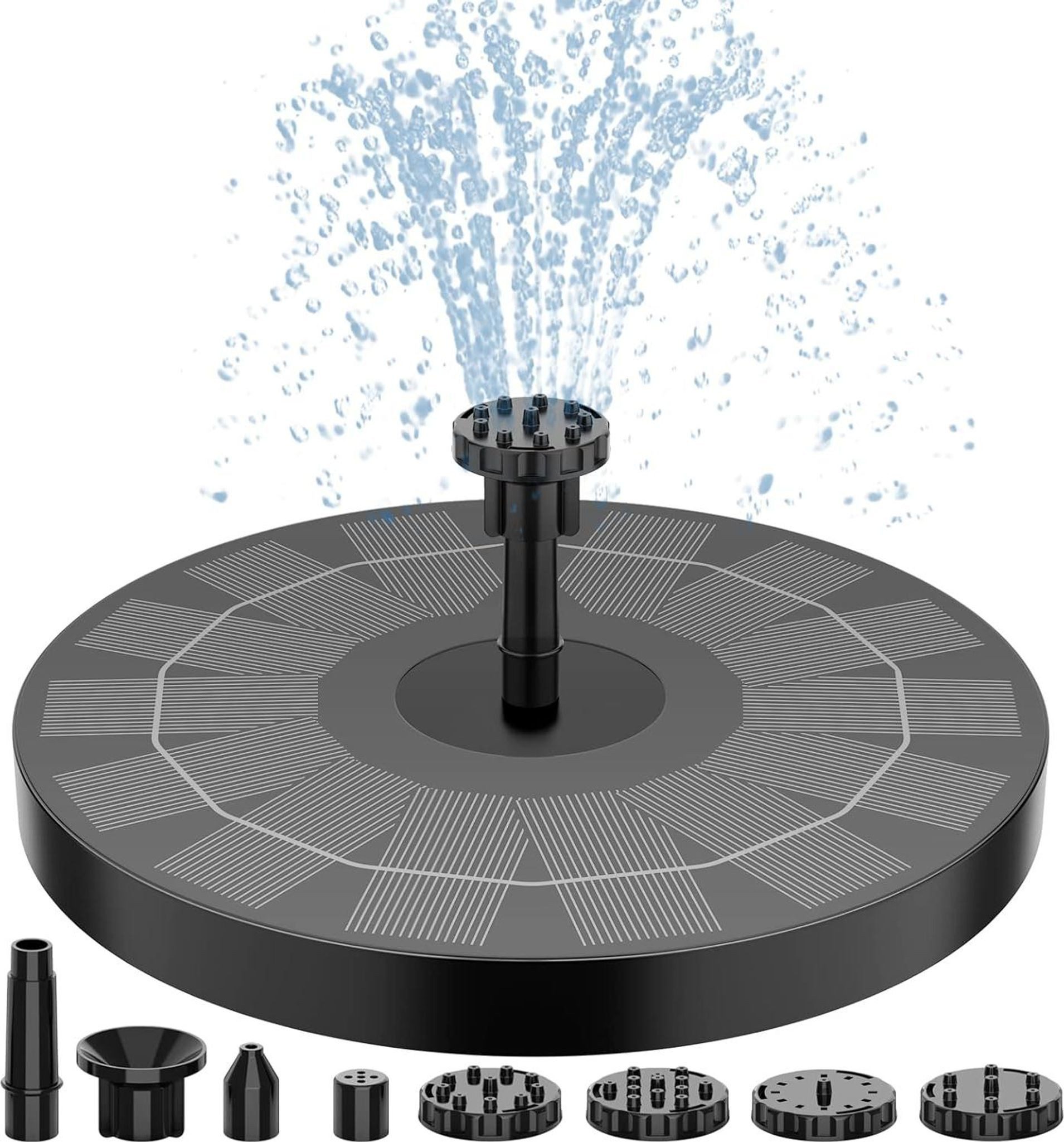 FELIXLEO Solarpumpe Solar Springbrunnen Teichpumpe 7 Düsen für Garten Vogelbad