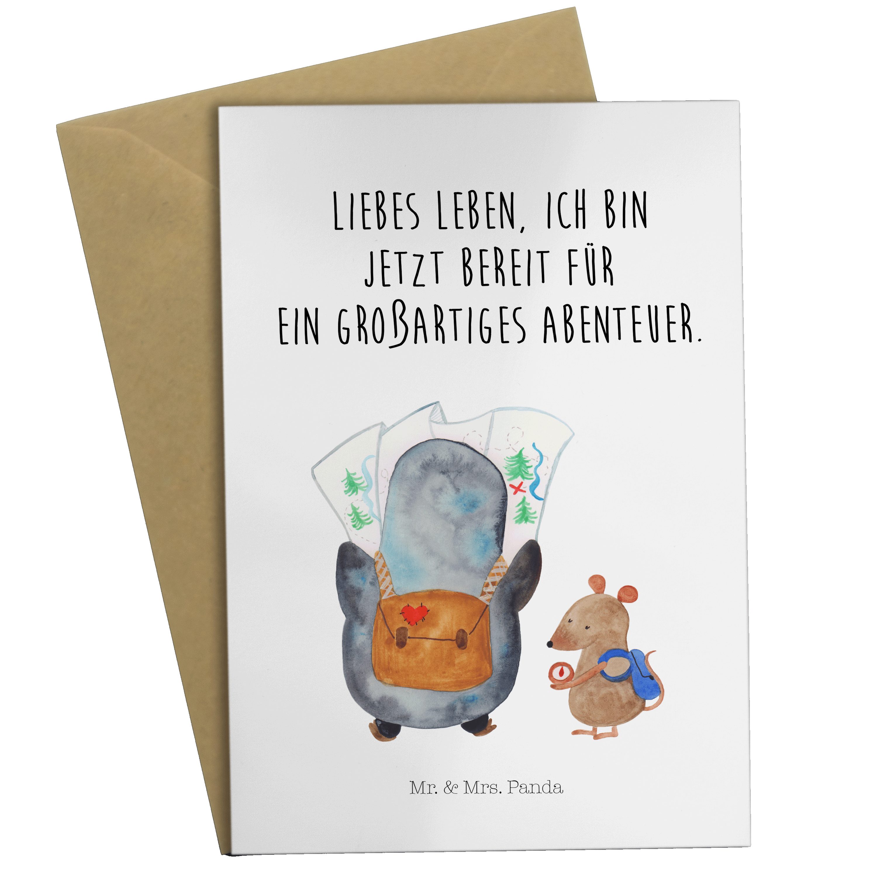 - Panda & Geschenk, Weiß Abenteuer, Mrs. Maus Wanderer Pinguin - & Mr. wandern, Grußkarte Karte