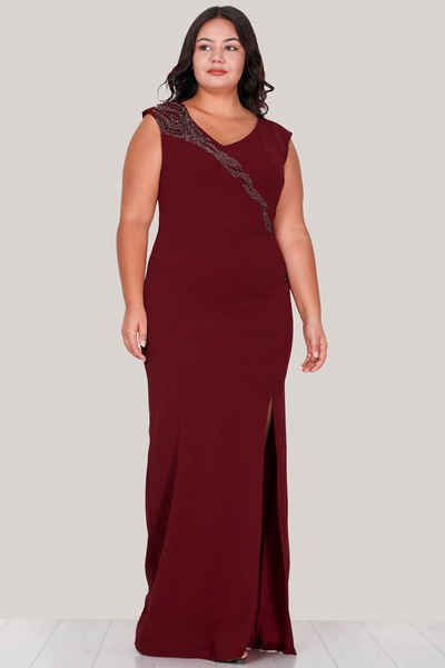 Modabout Abendkleid Langes Maxikleid Sommerkleid für große Größen - NELB0588D5044BRD (1-tlg)