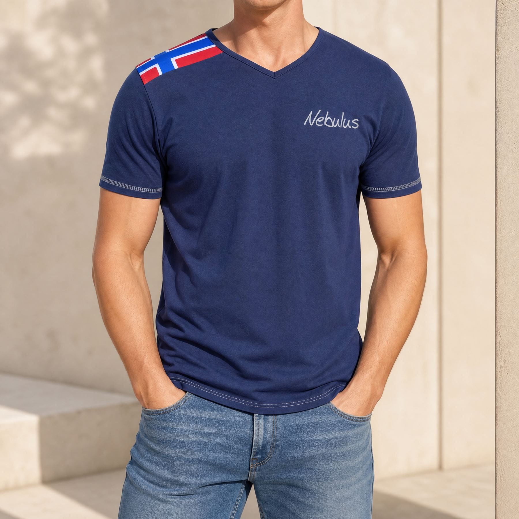 Nebulus T-Shirt READY, P6854 - Herren, navy-weiß, M