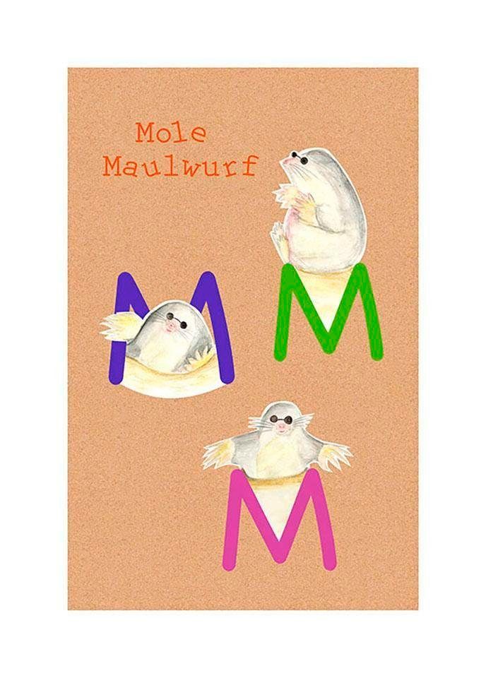 Komar Poster ABC Animal M, Buchstaben (1 St), Kinderzimmer, Schlafzimmer, Wohnzimmer | Poster