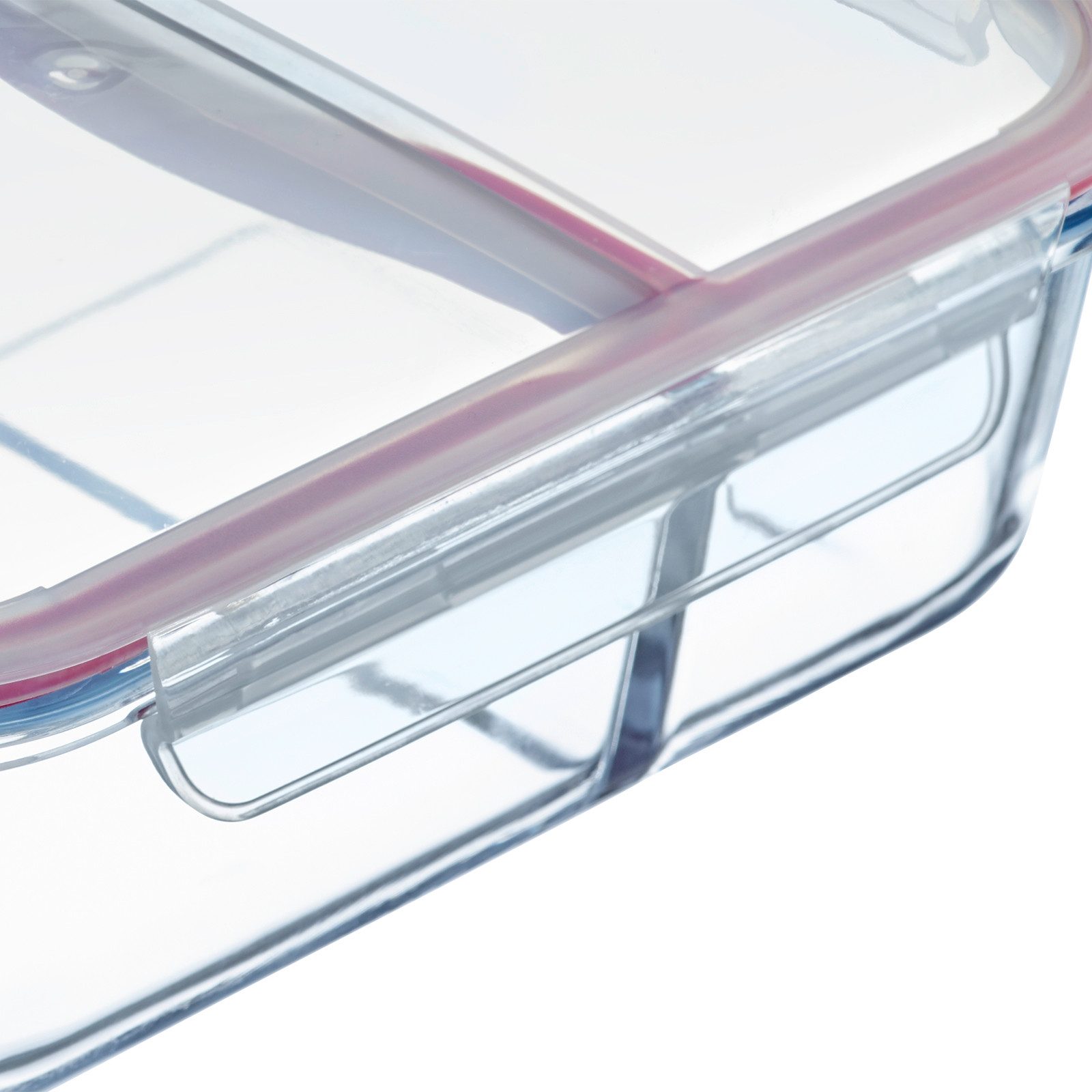 WESTMARK Frischhaltedose Glas-Frischhaltedose 1380 ml, mit 2 separaten Fächern, Borosilikatglas, Polyprophylen (PP), Silikon, (1-tlg), mikrowellen- und ofenfest – Bild 4 von 5
