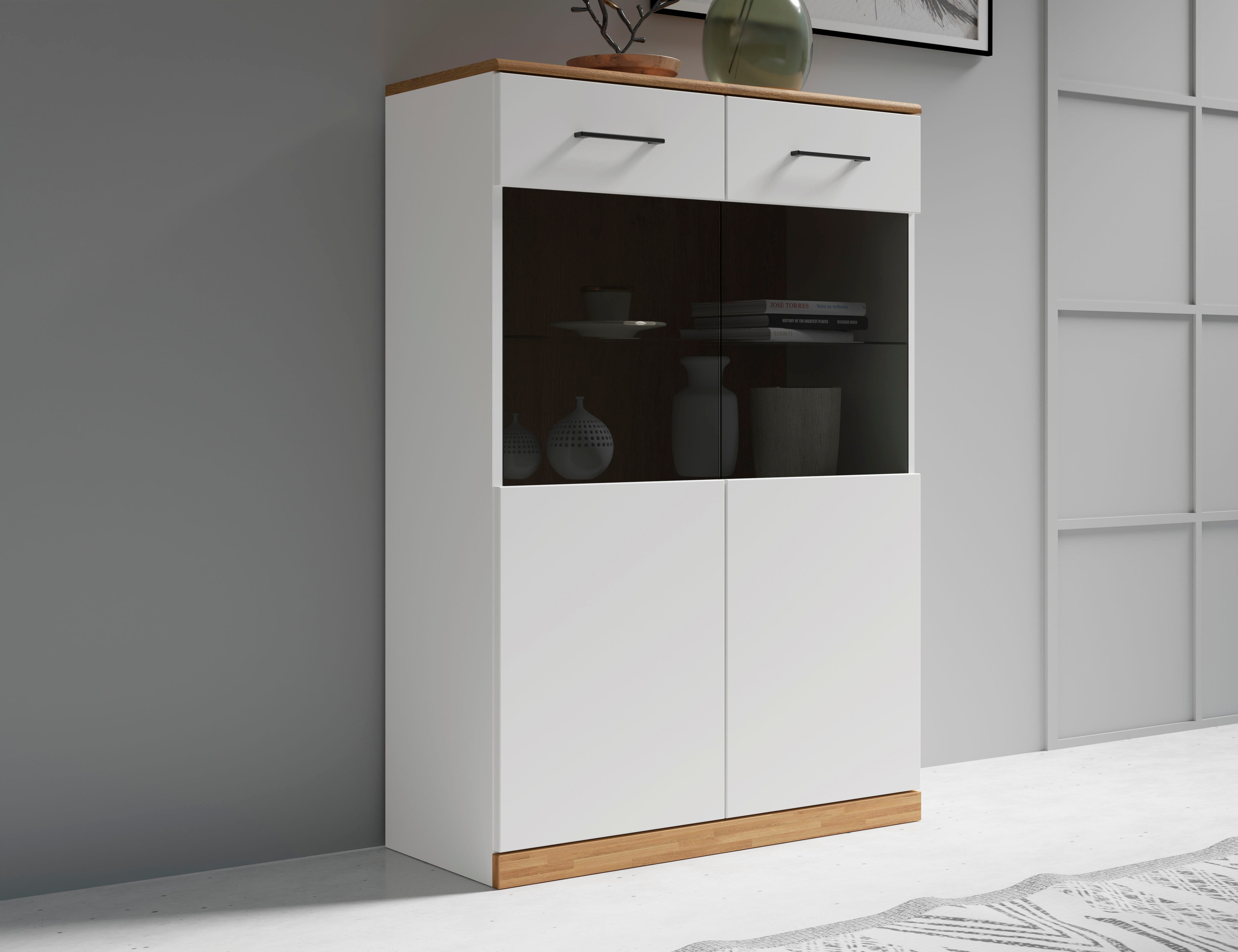 Home affaire Stauraumvitrine Ribe,125cm hoch,112cm breit,4 günstig online kaufen
