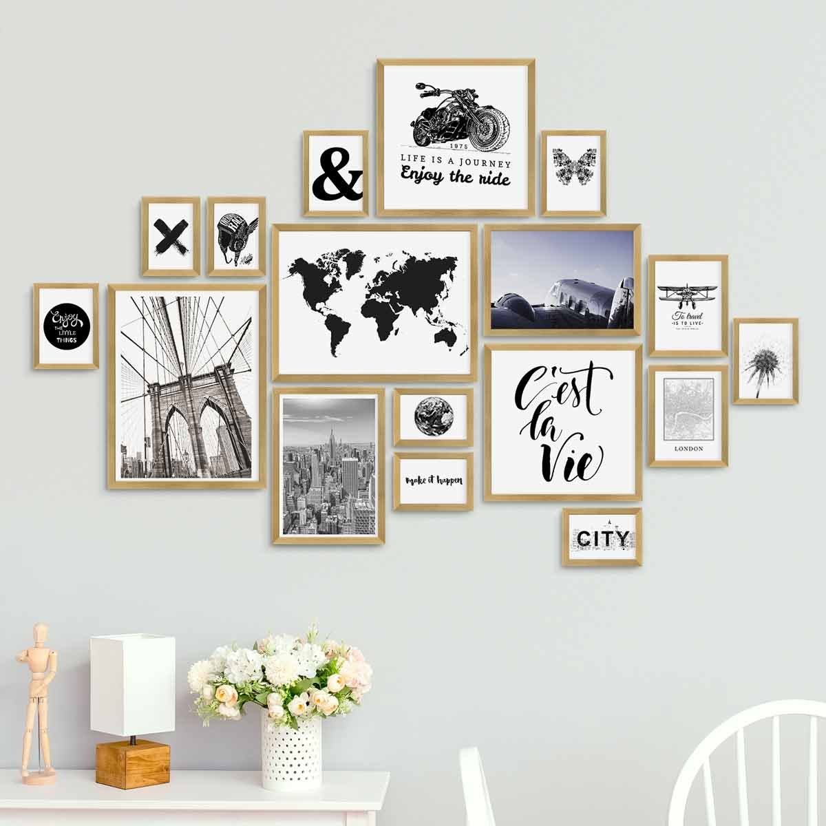 PHOTOLINI 17er Set Gold Modern 10x15 30x40 bis Schmal cm Bilderrahmen