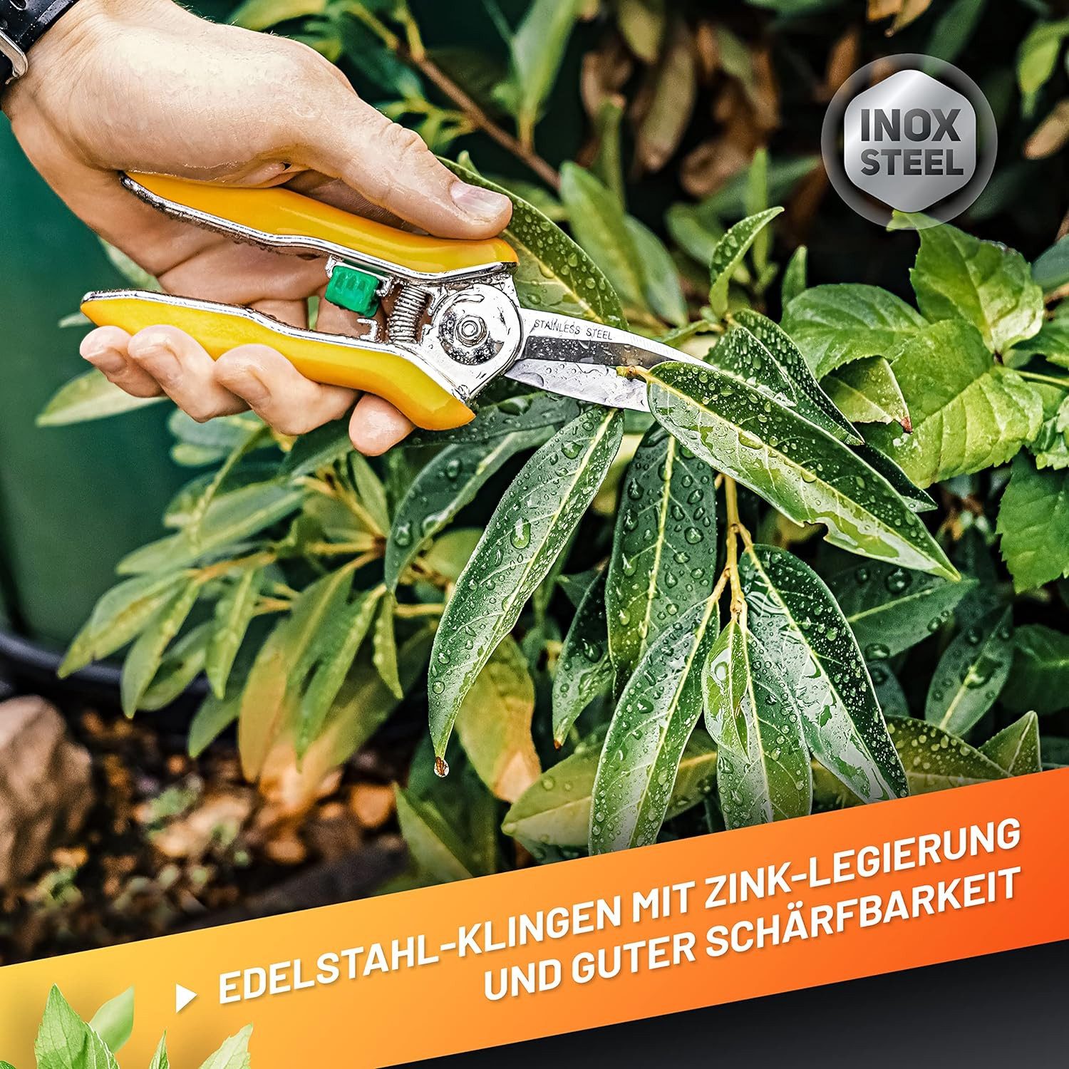 GRÜNTEK Gartenschere Rosen-Pflanzenschere COLIBRI 170mm Edelstahlklingen mit Zink-Legierung, Blumenschere mit Soft-Touch Ergo-Griff, Rosenschere Bypass – Bild 4 von 5
